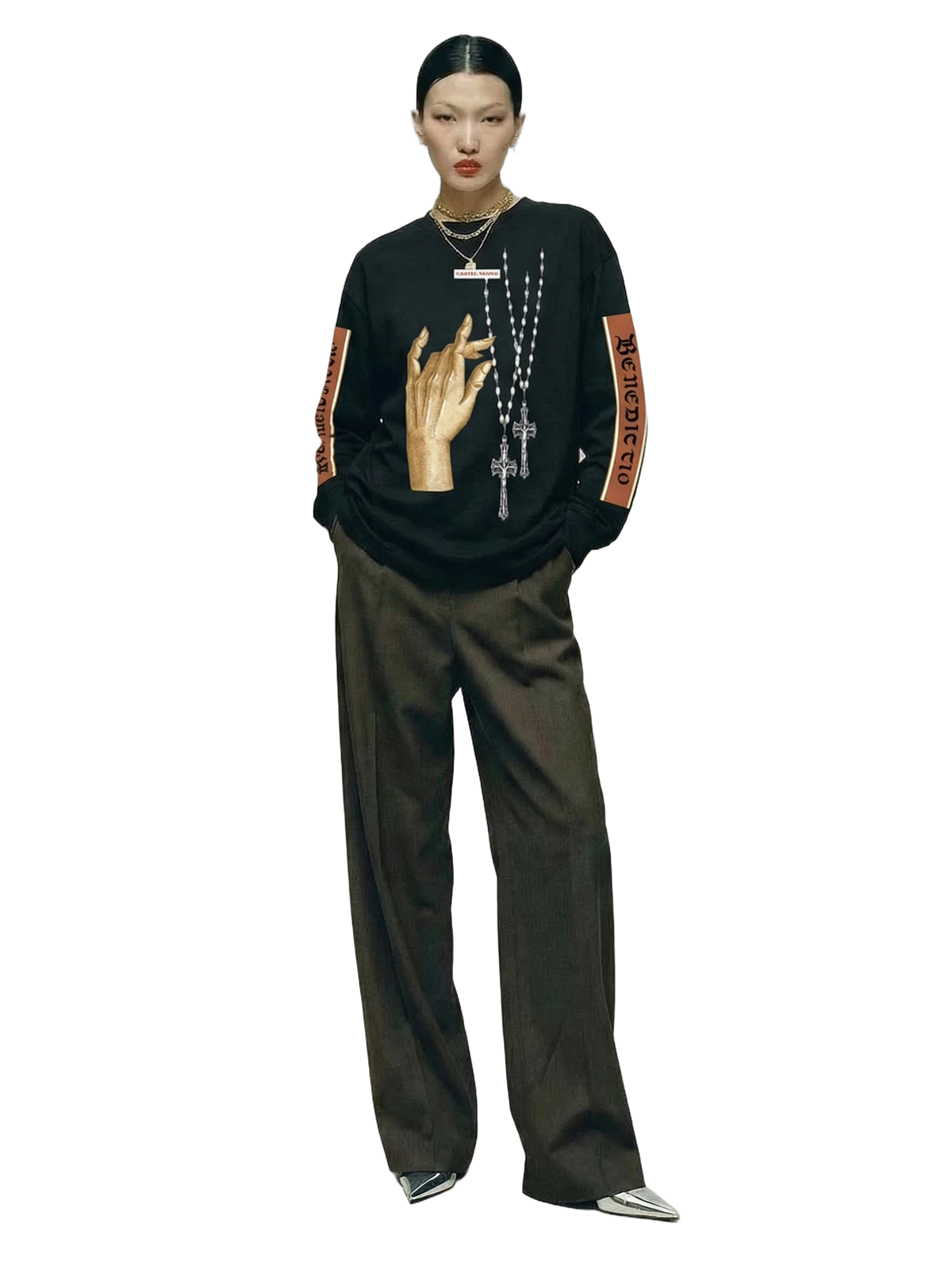 Papal Longsleeve in black, women's cut