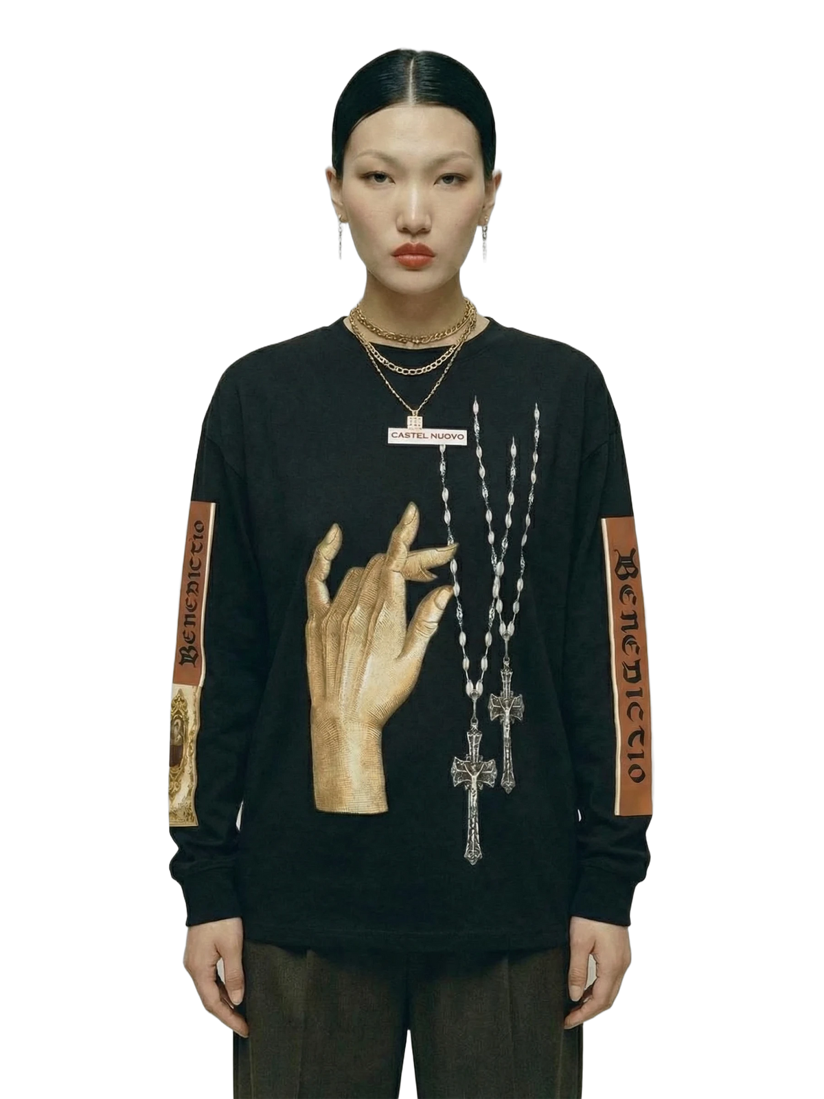 Papal Longsleeve in black, women's cut