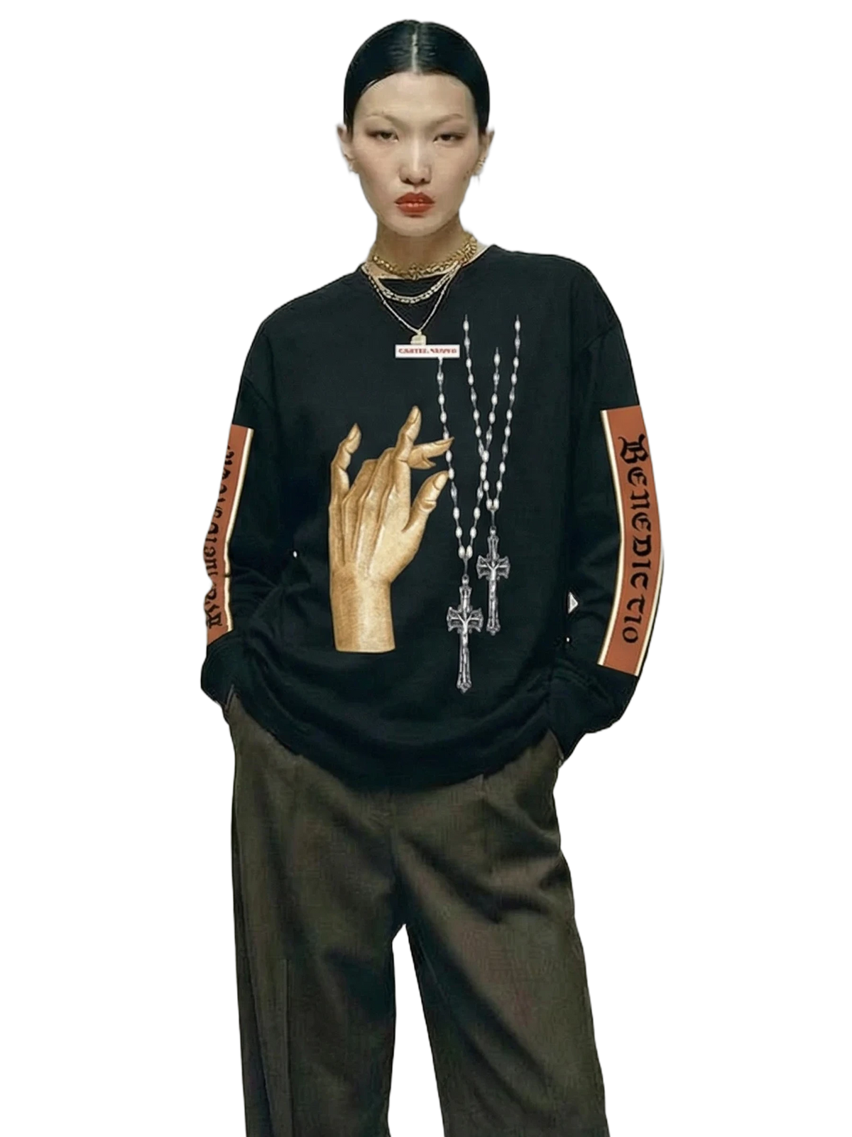Papal Longsleeve in black, women's cut