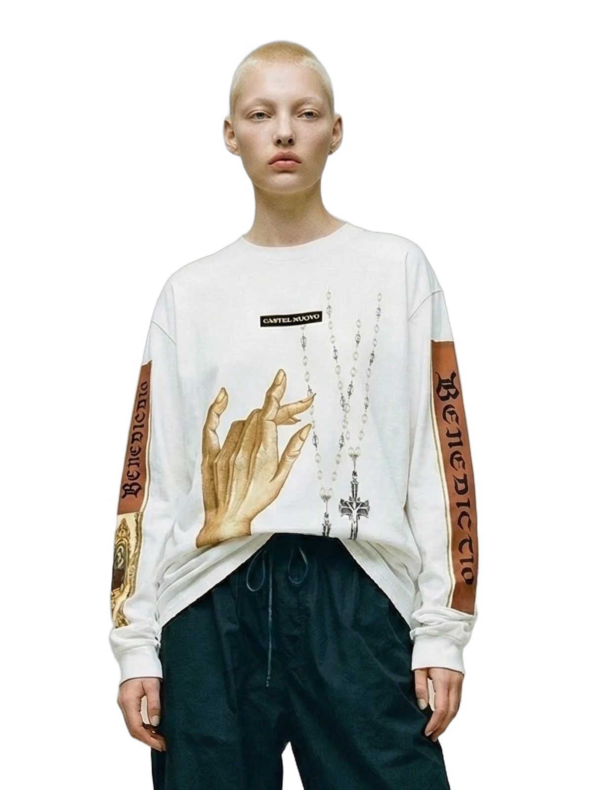 Papal Longsleeve in white, women's cut