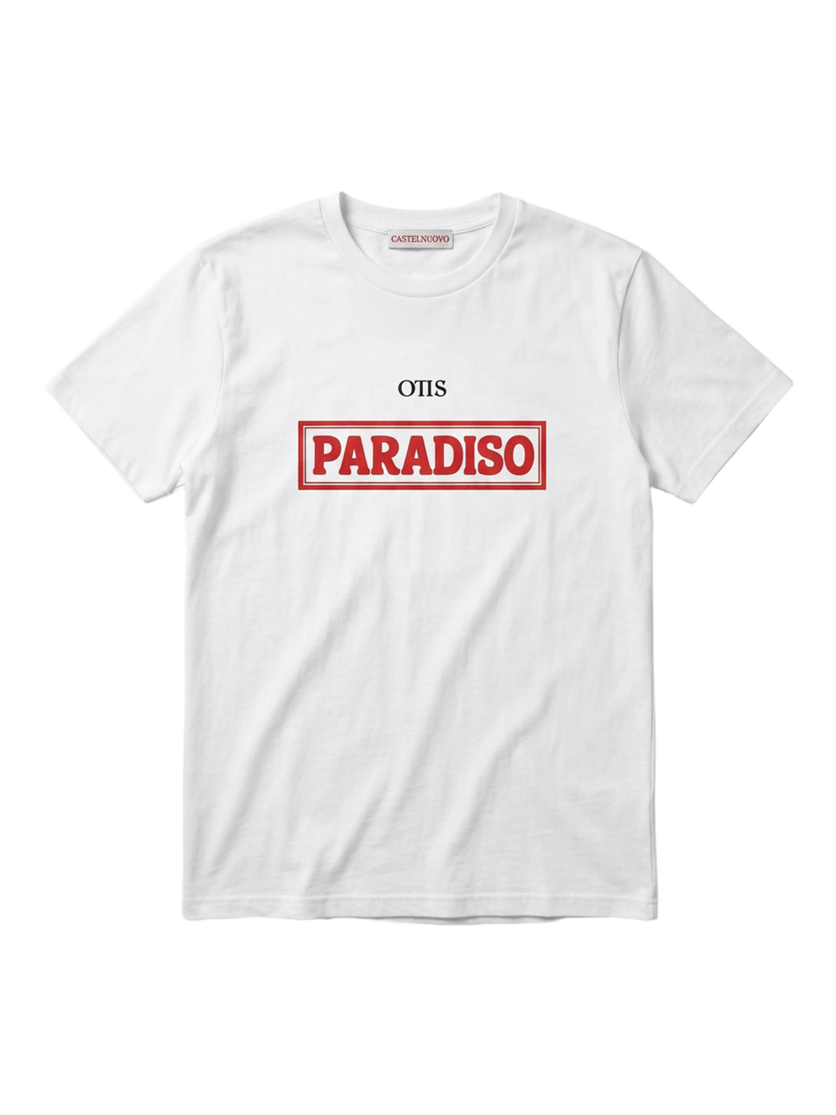 Paradiso Energy Tee in white, men's cut, flat lay
