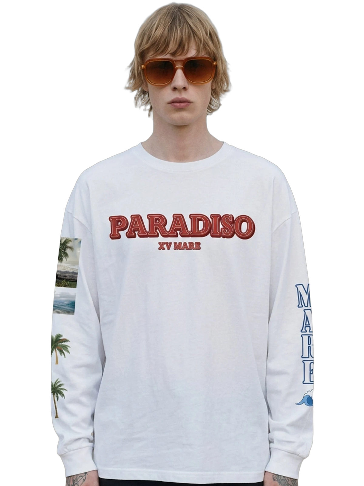 Paradiso Long Sleeve in white, men's cut