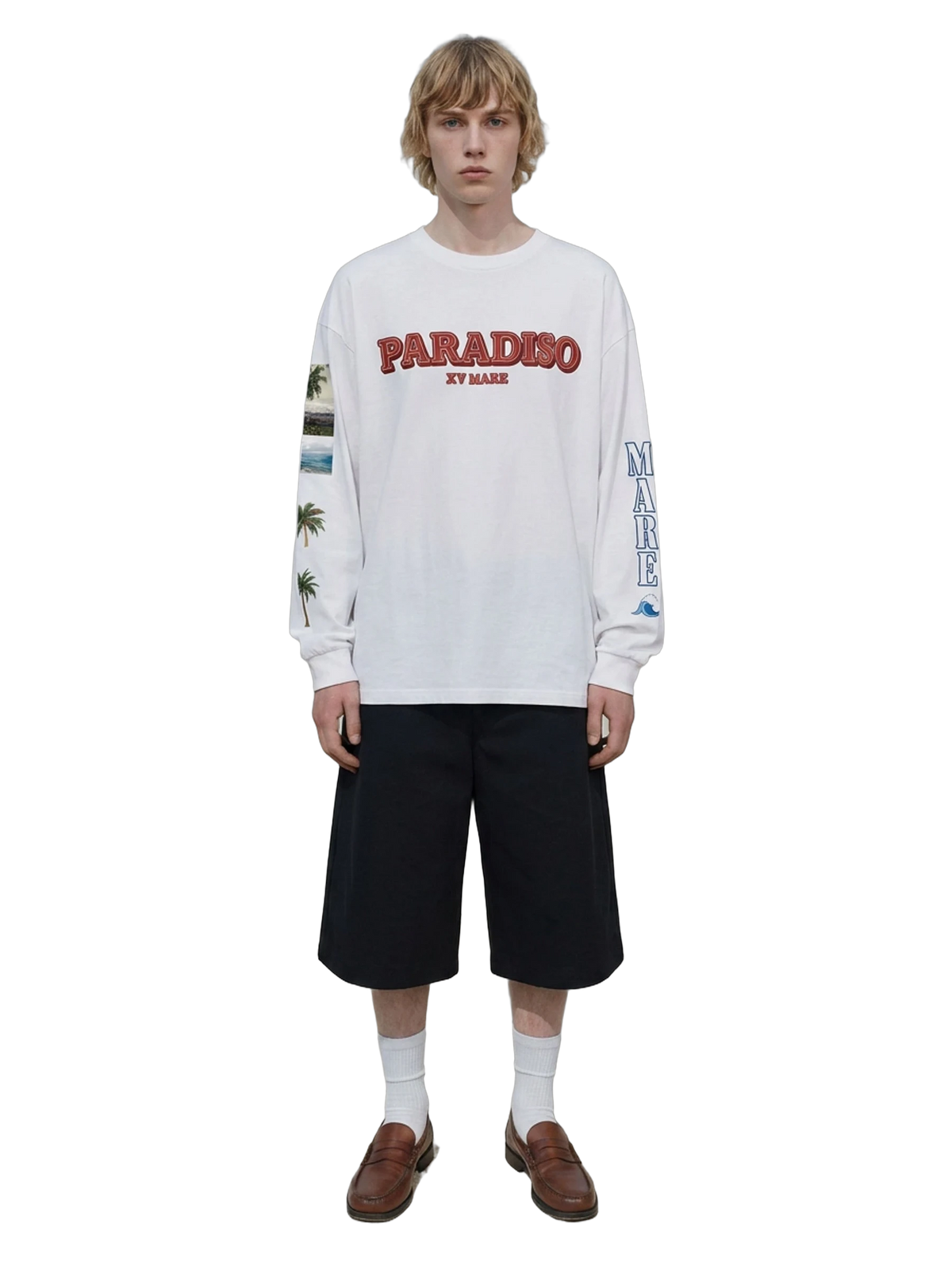 Paradiso Long Sleeve in white, men's cut