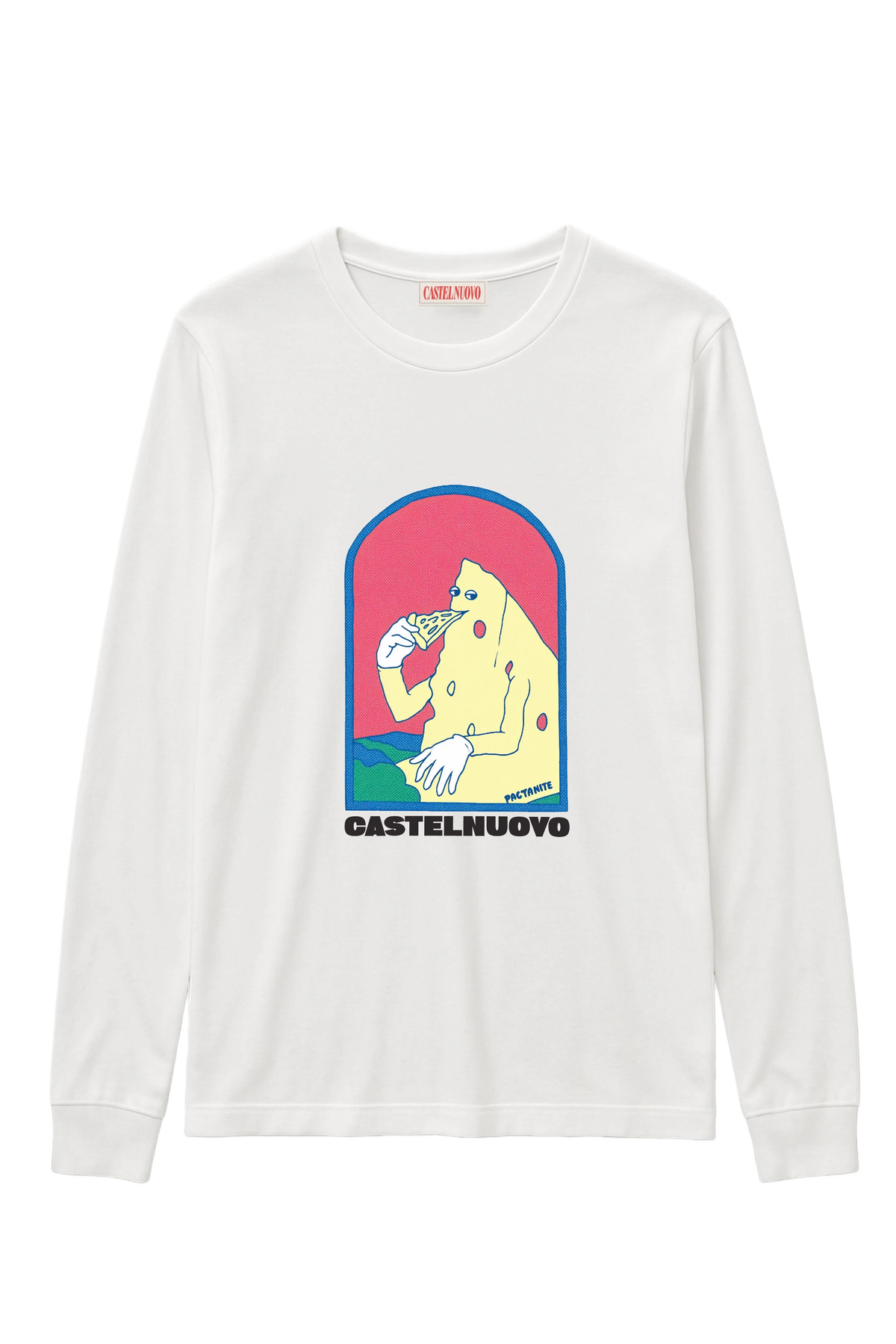 Pecorino Parmigiano Longsleeve in white, men's cut, flat lay
