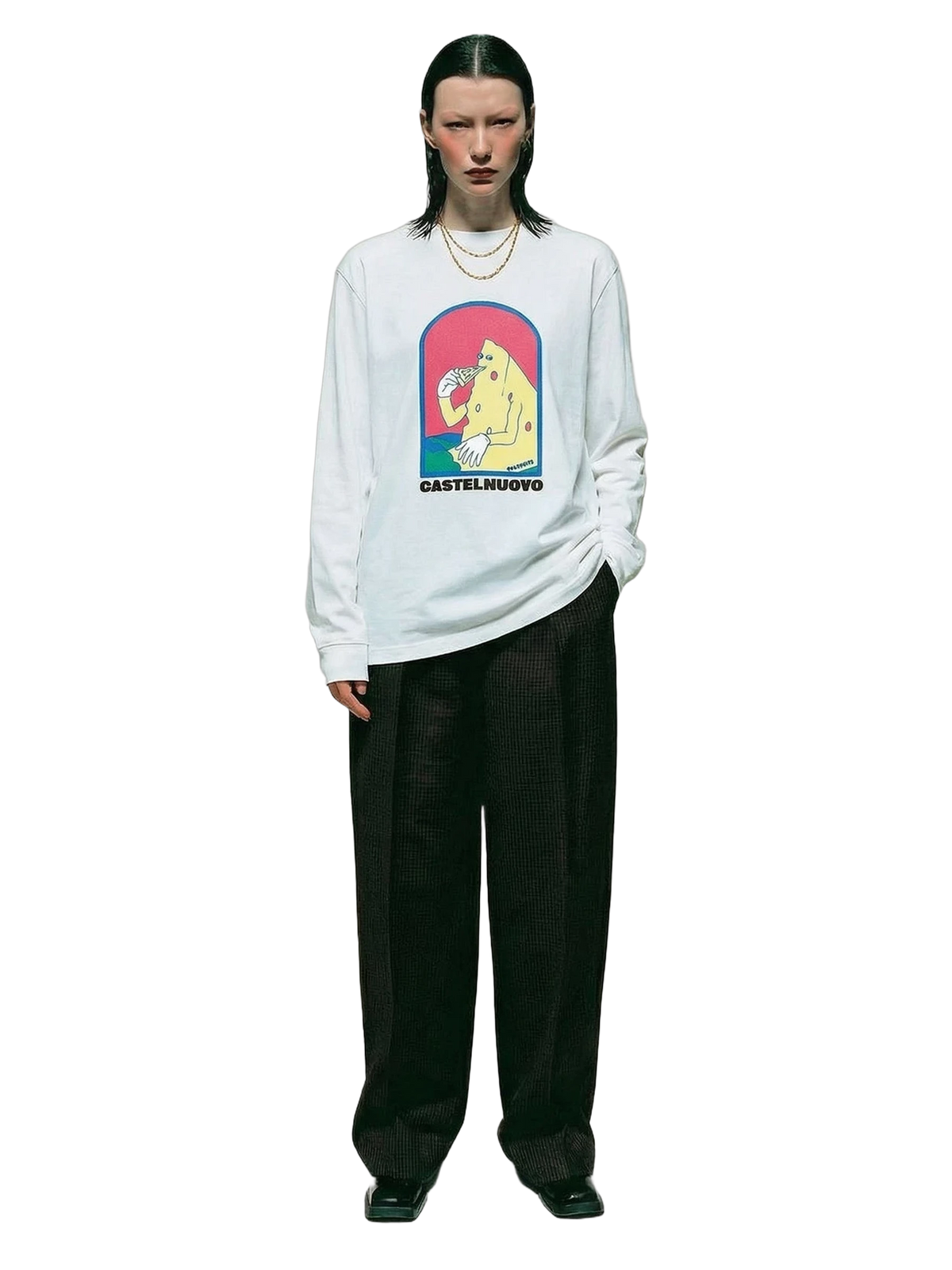 Pecorino Parmigiano Longsleeve in white, women's cut
