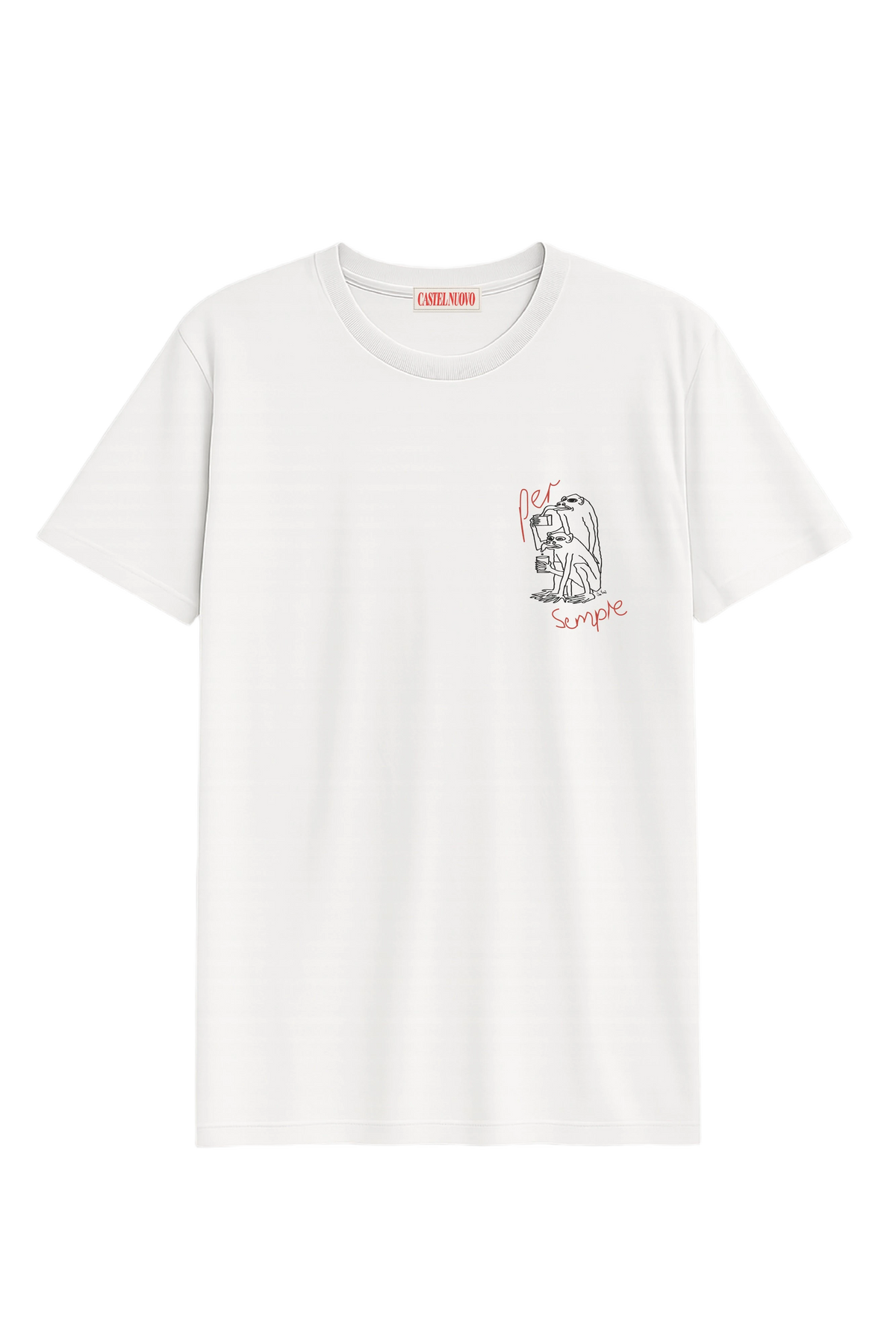 Per Sempre Tee in white, men's cut, flat lay