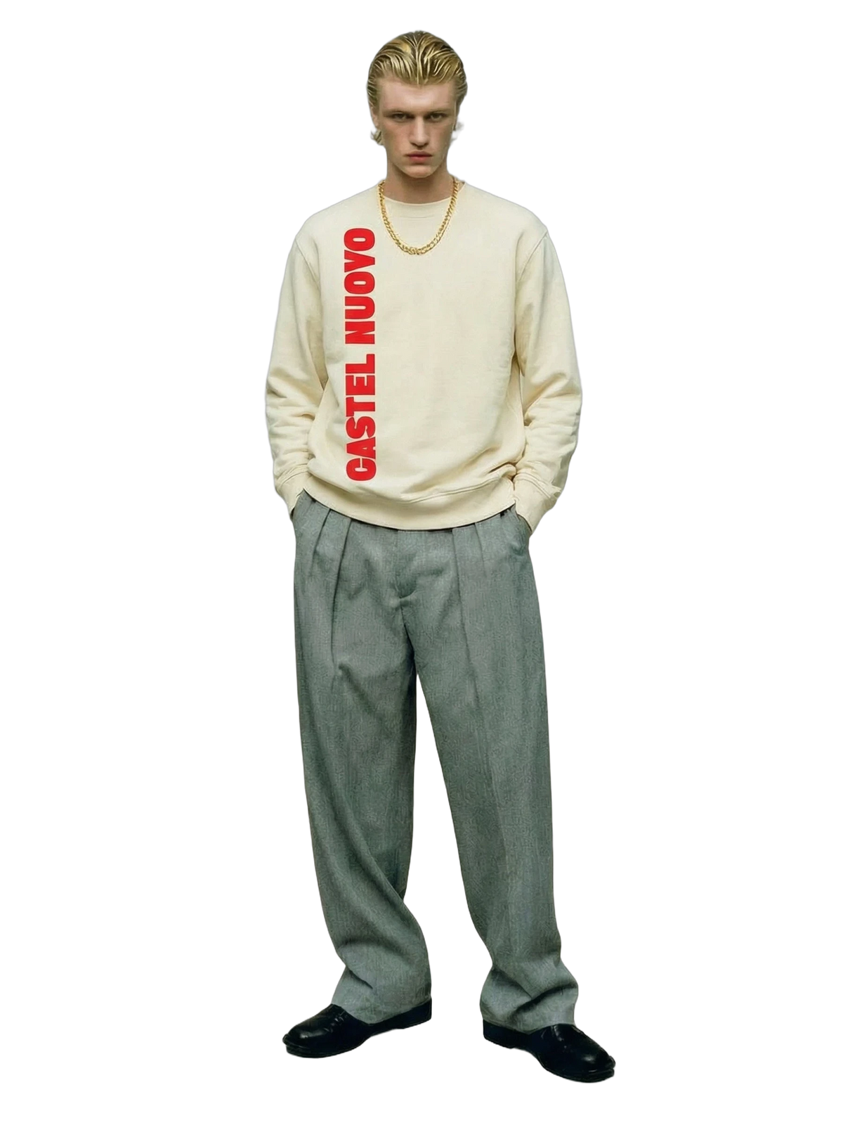 Pillar Crewneck in butter, men's cut