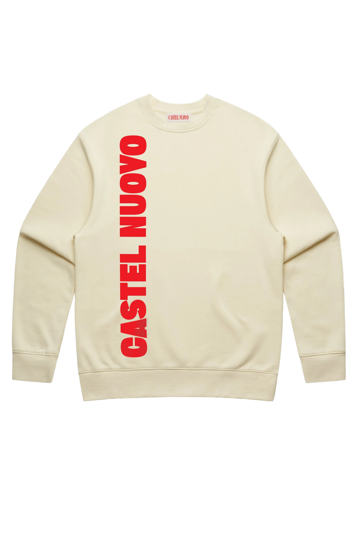Pillar Crewneck in butter, men's cut, flat lay