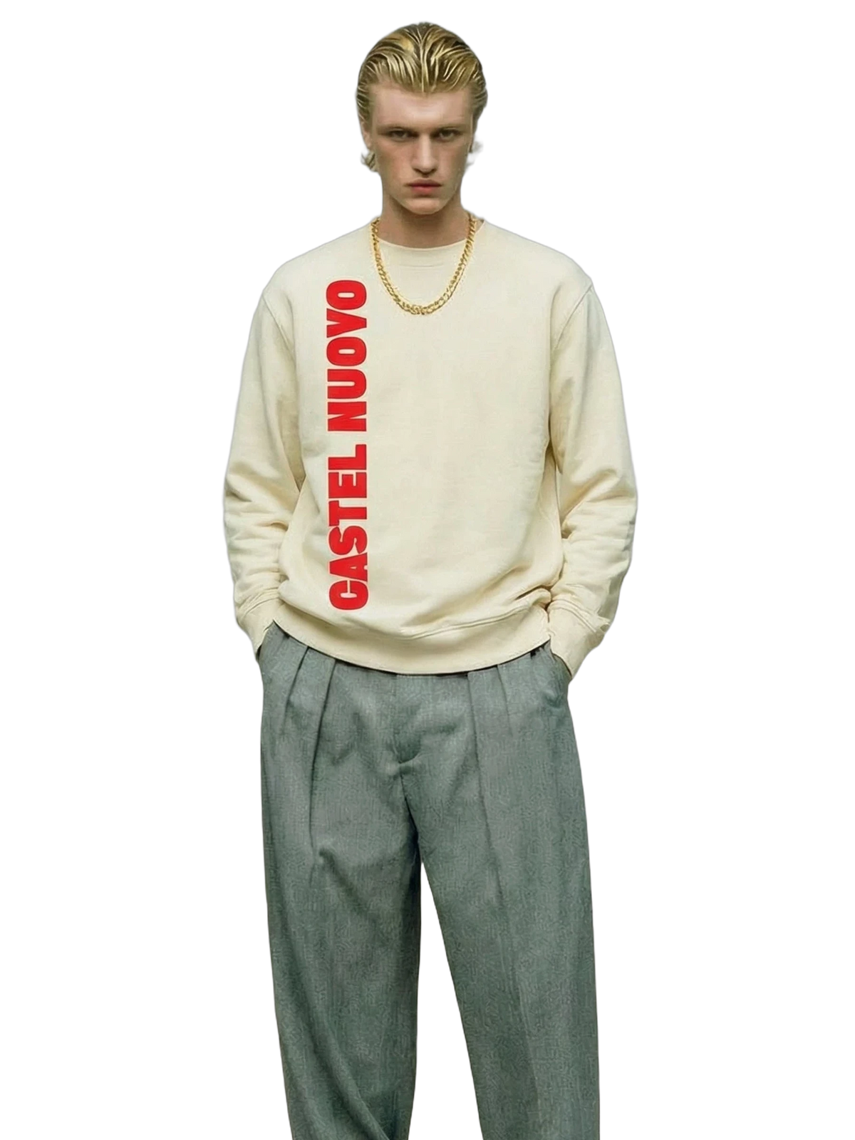 Pillar Crewneck in butter, men's cut