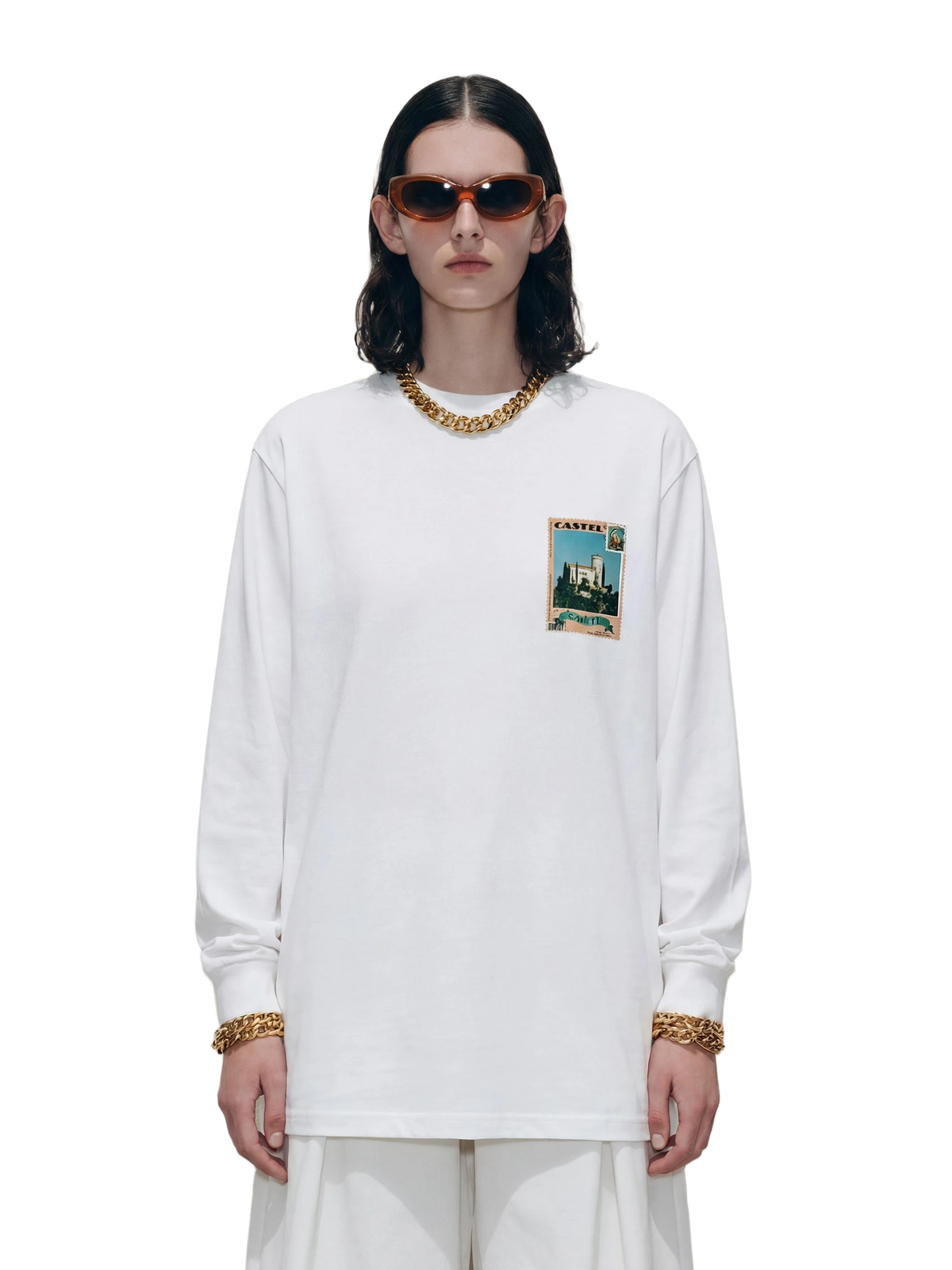 Posta Italiana Long Sleeve in white, men's cut