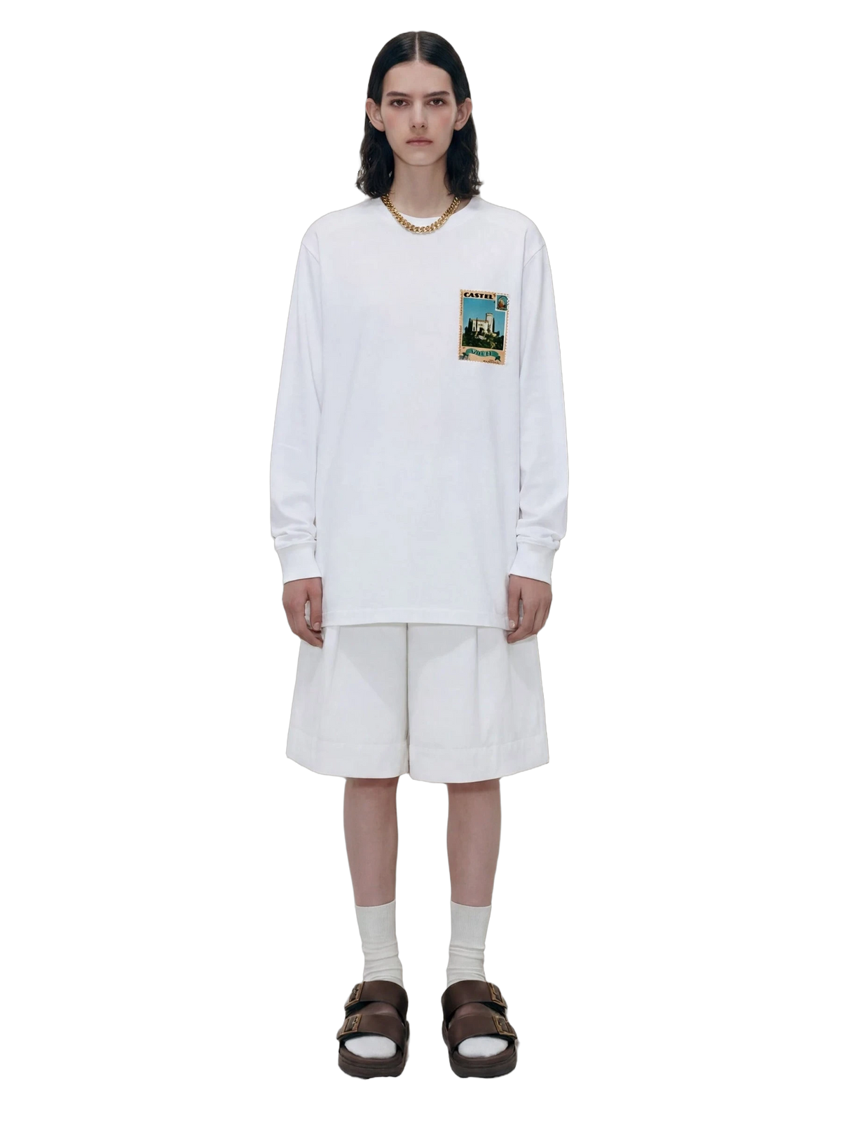 Posta Italiana Long Sleeve in white, men's cut