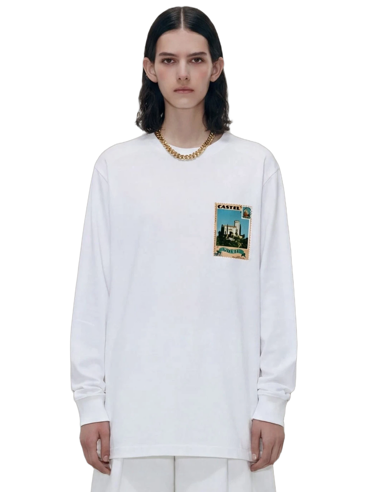 Posta Italiana Long Sleeve in white, men's cut