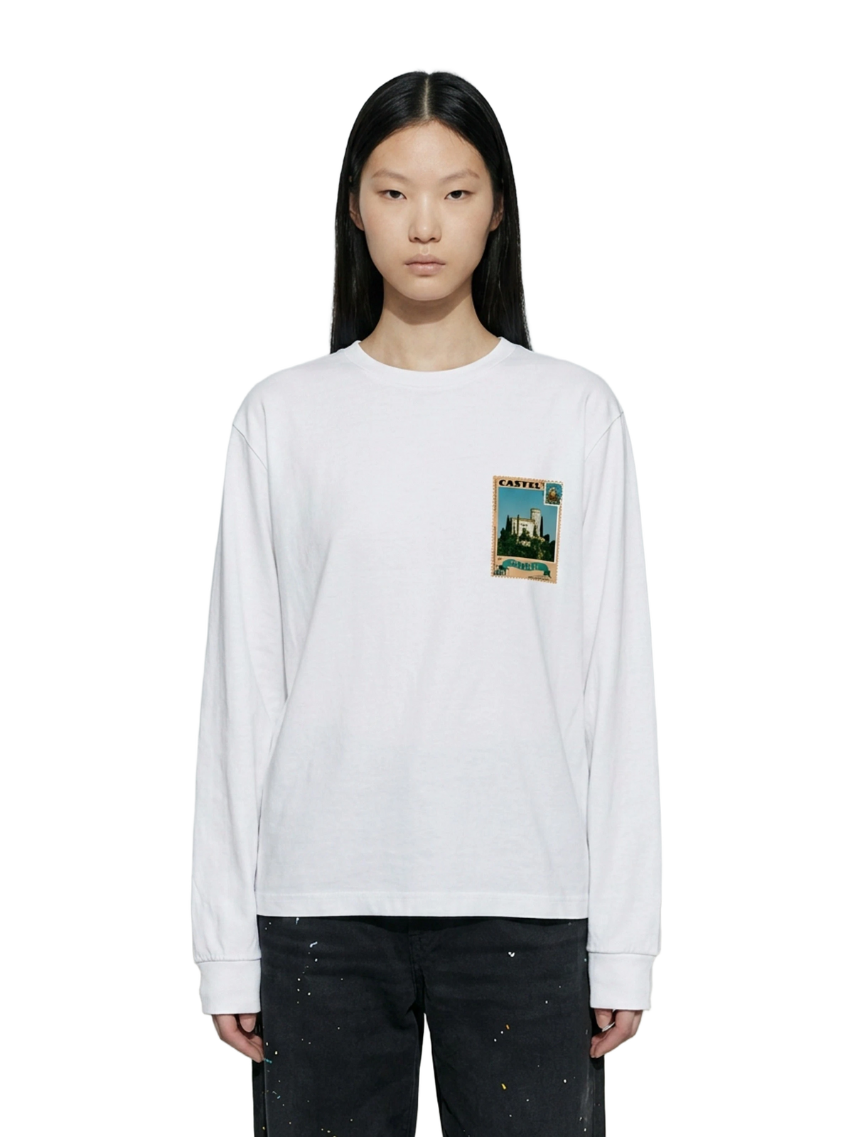 Posta Italiana Long Sleeve in white, women's cut