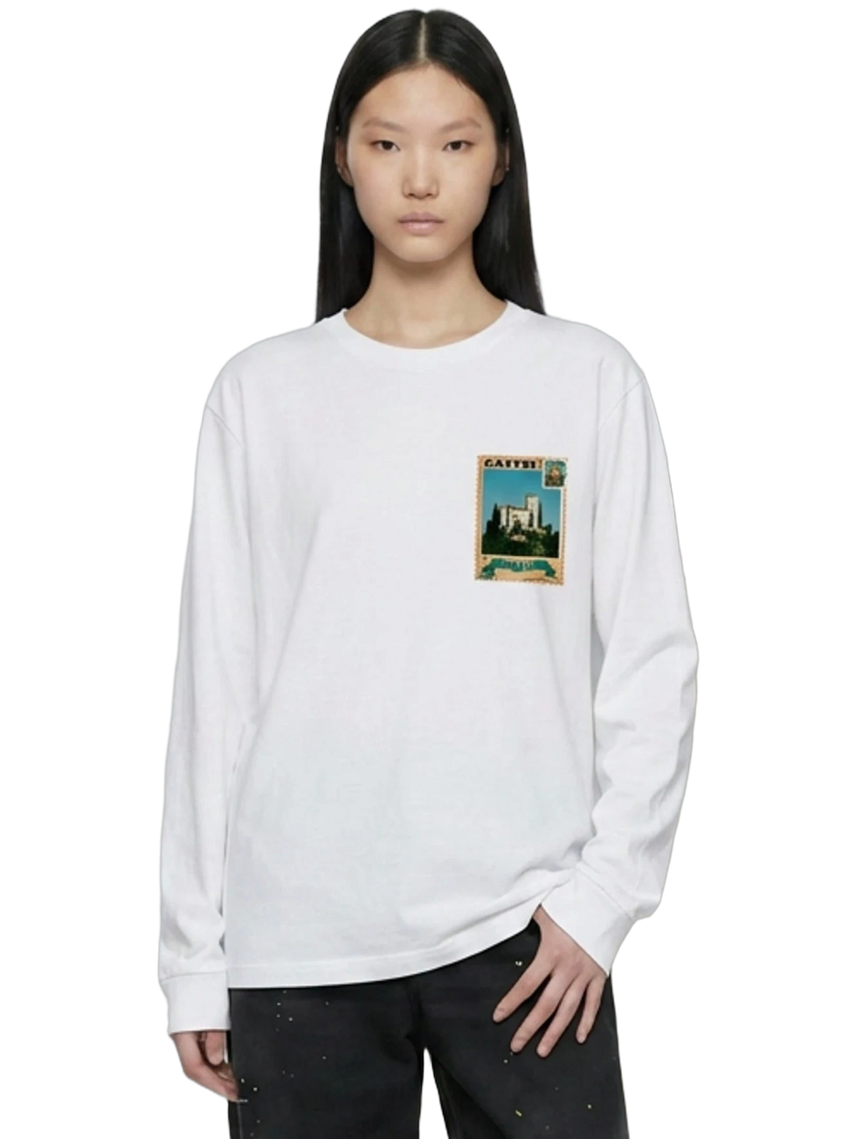 Posta Italiana Long Sleeve in white, women's cut
