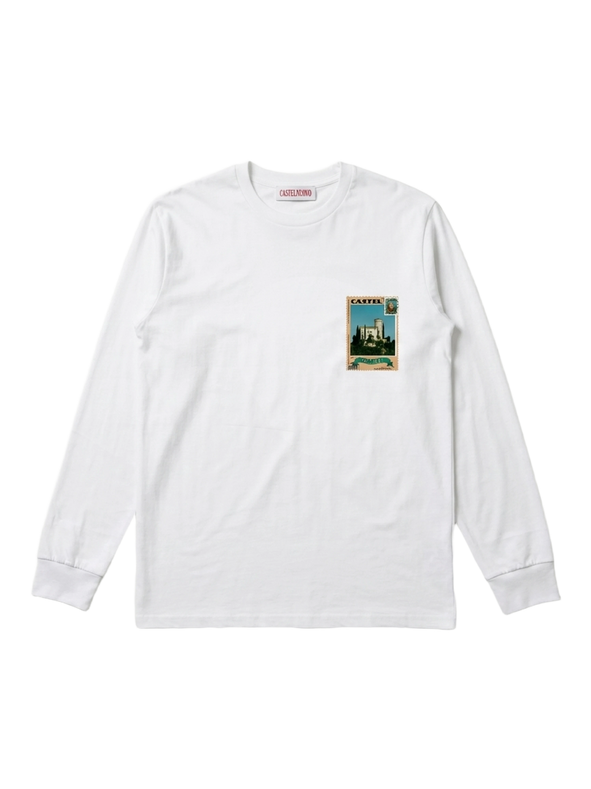 Posta Italiana Long Sleeve in white, women's cut, flat lay