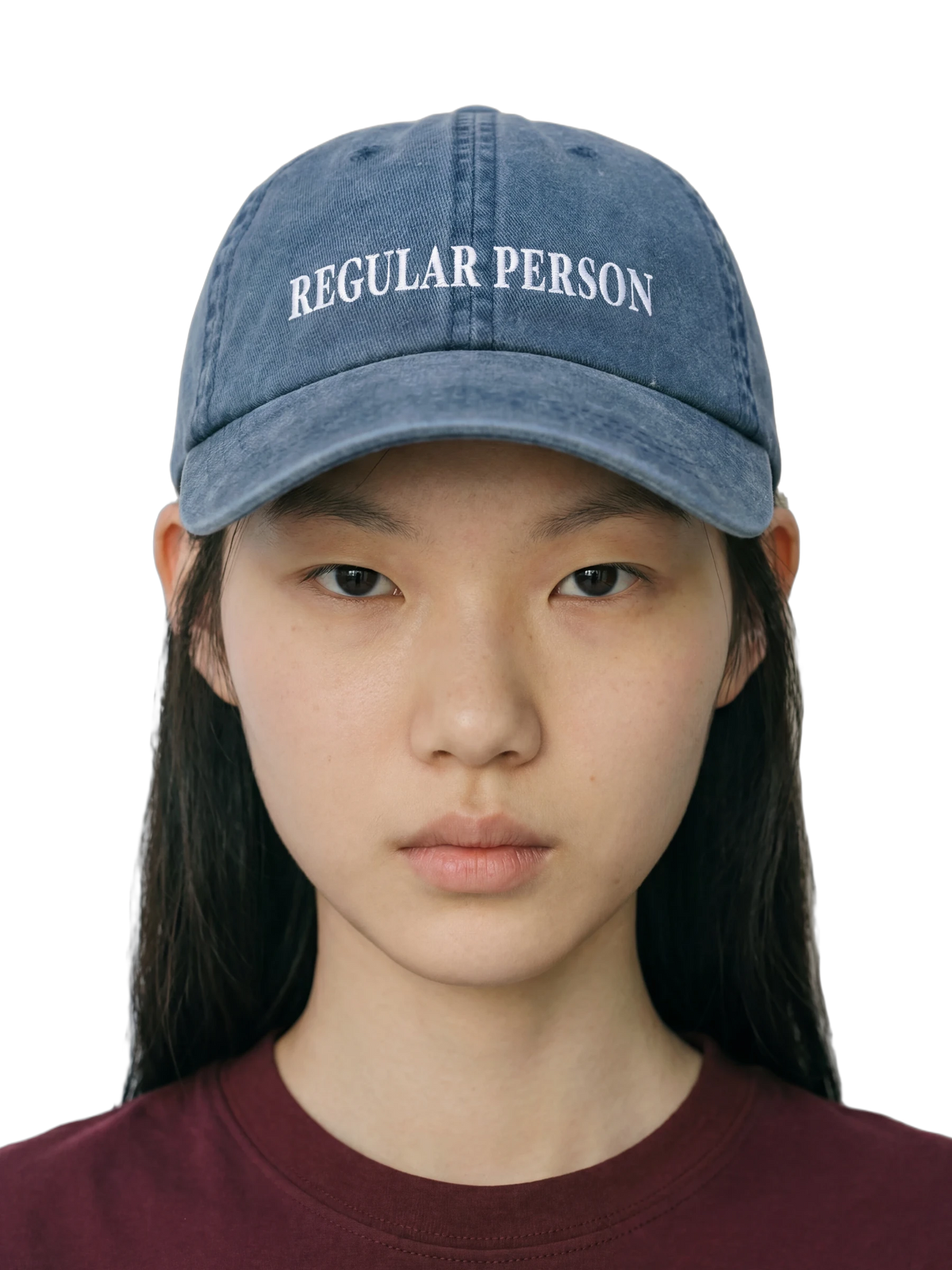 Regular Person Cap in royal blue, embroidery detail