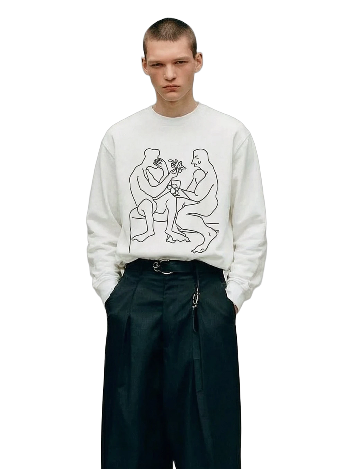 Ritual Crewneck in white, men's cut