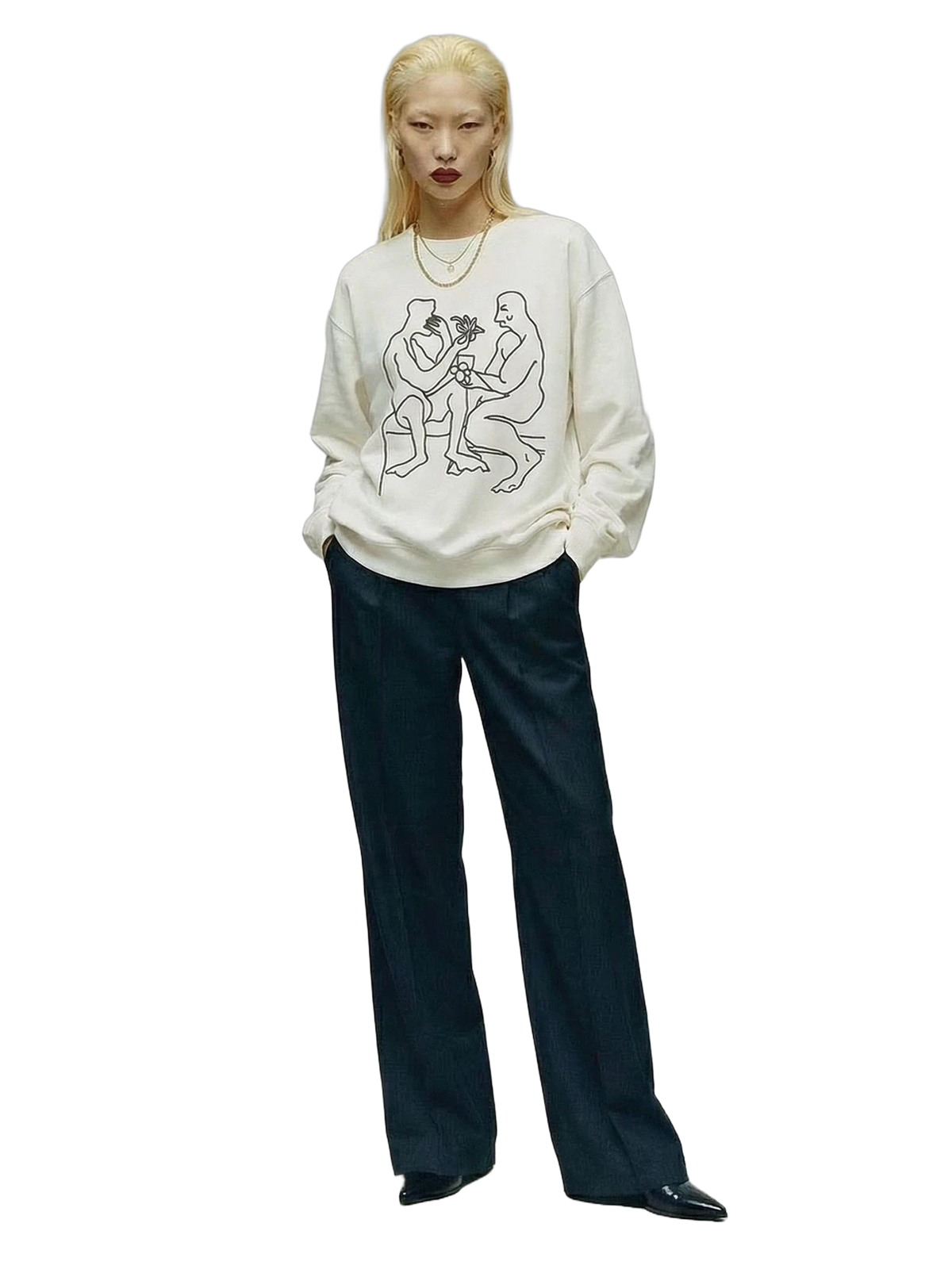 Ritual Crewneck in white, women's cut