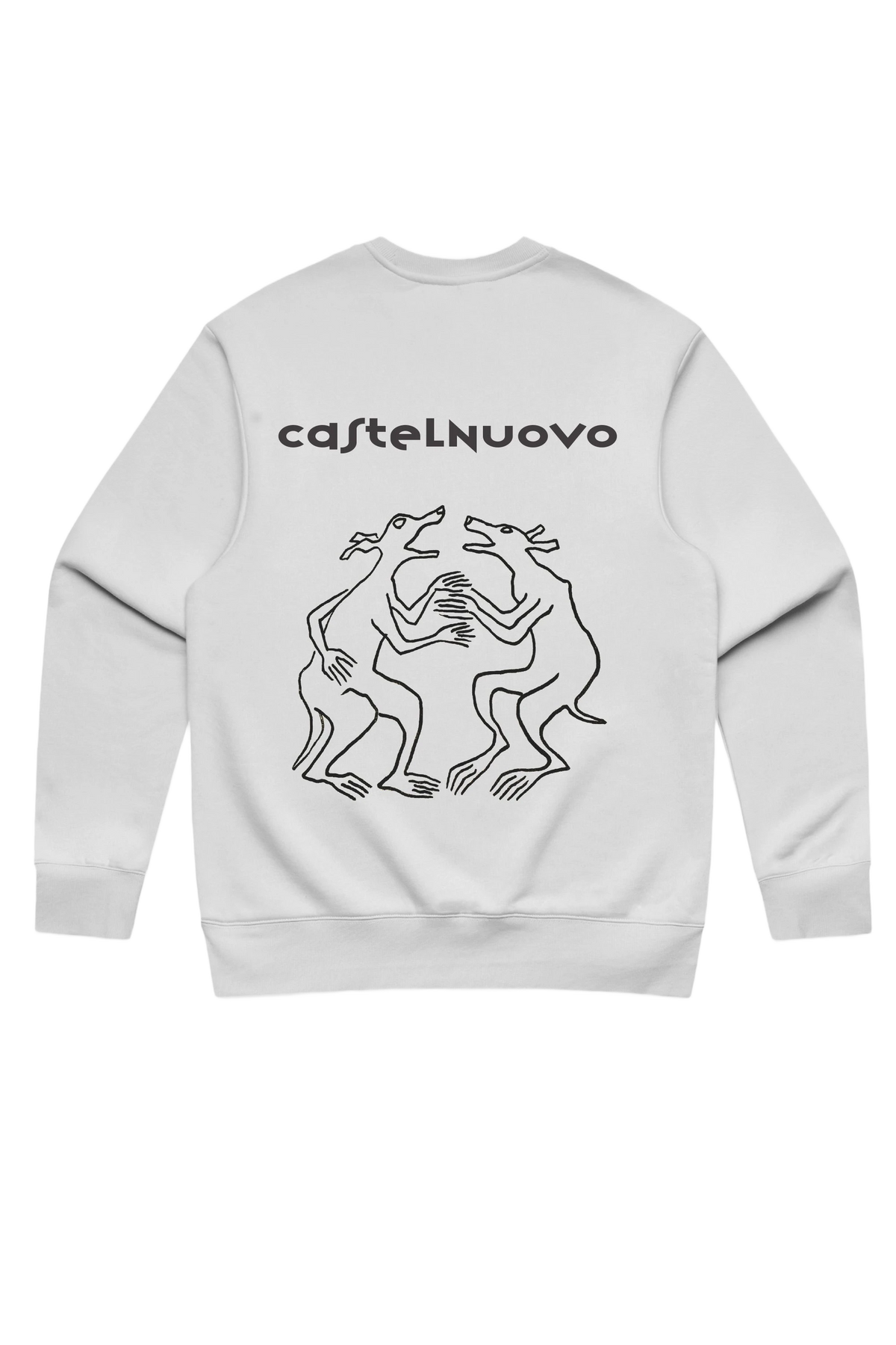 Ritual Crewneck in white, women's cut, flat lay