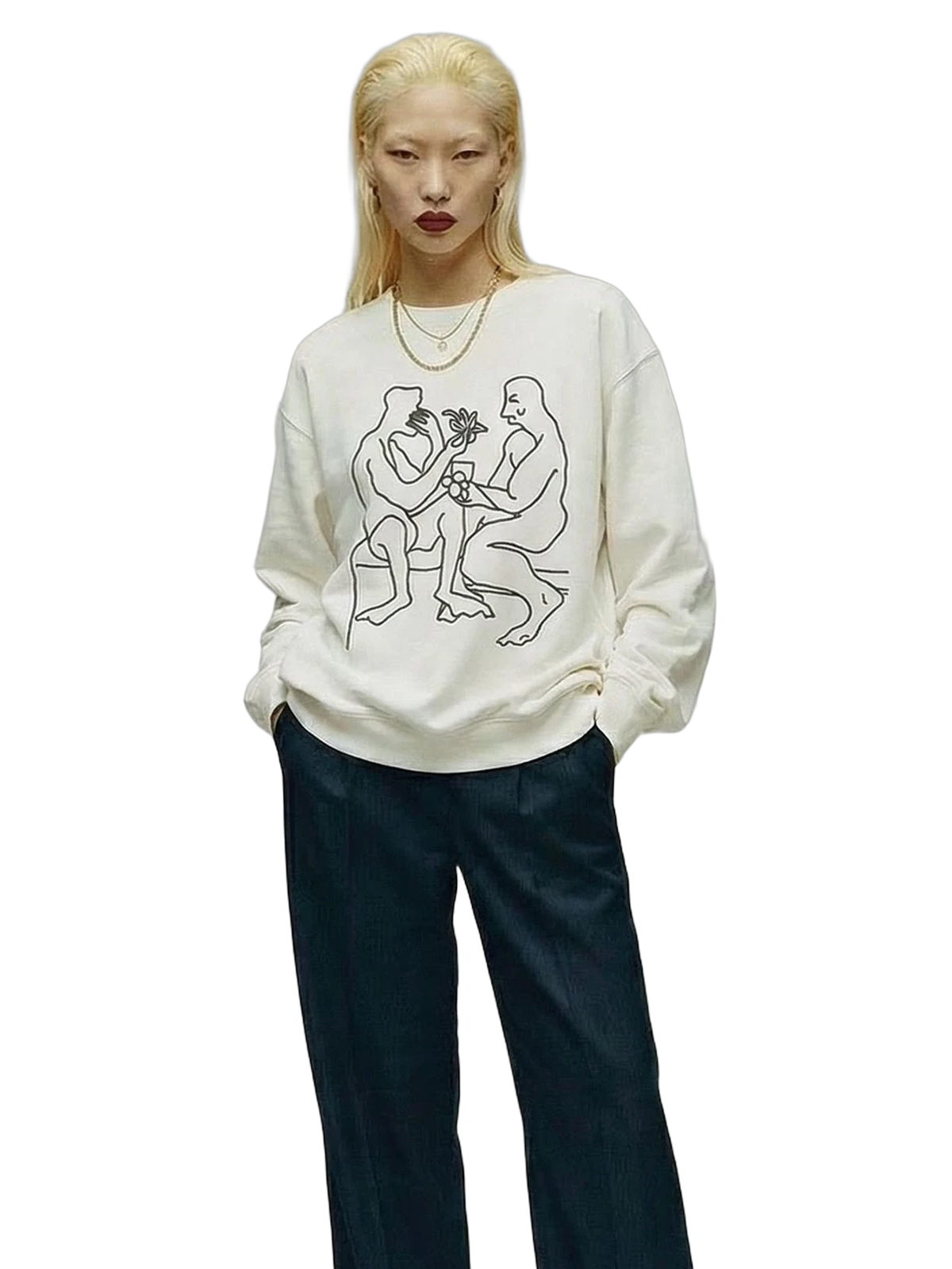 Ritual Crewneck in white, women's cut