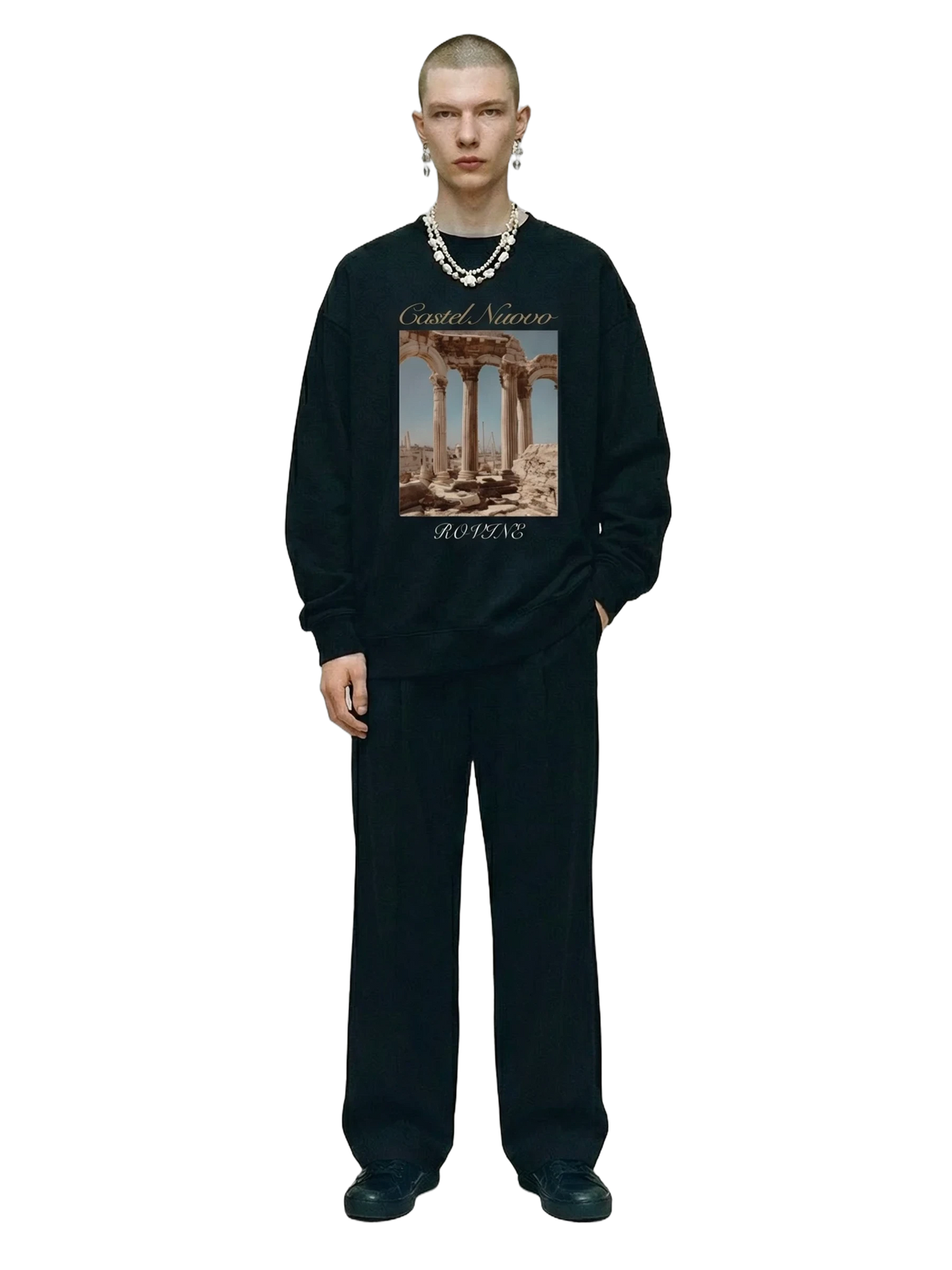 Rovine Crewneck in black, men's cut