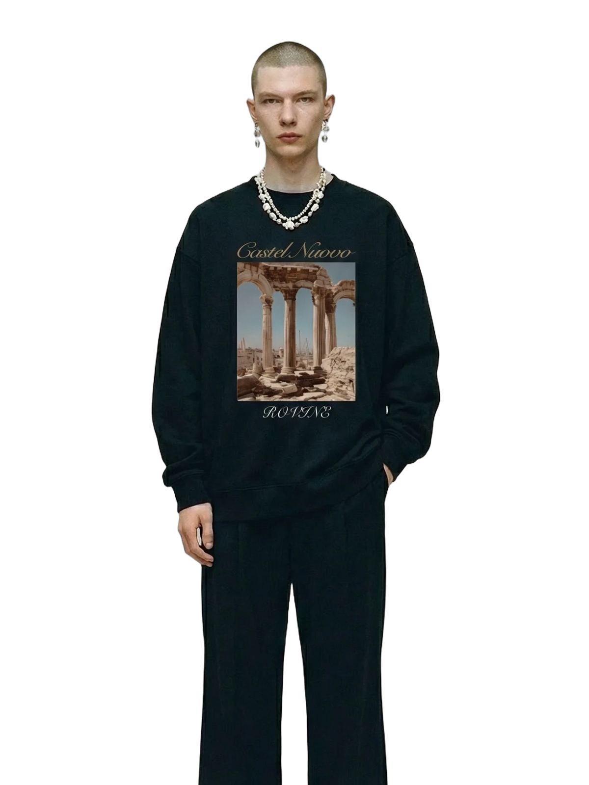 Rovine Crewneck in black, men's cut