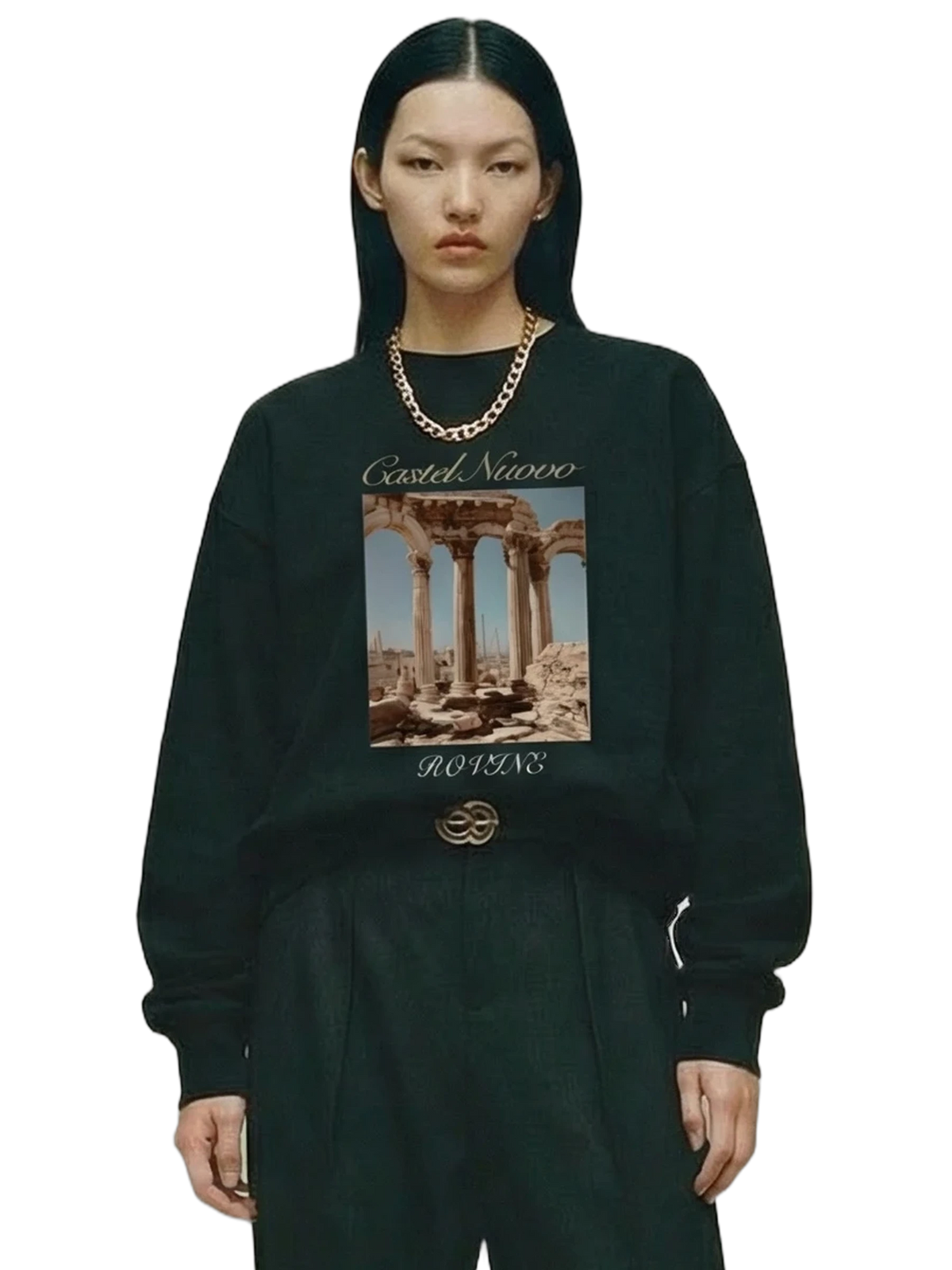 Rovine Crewneck in black, women's cut