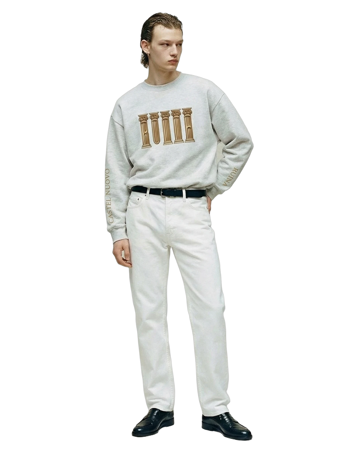 Ruina Crewneck in grey heather, men's cut