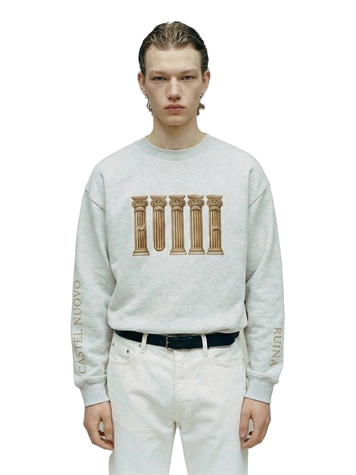 Ruina Crewneck in grey heather, men's cut