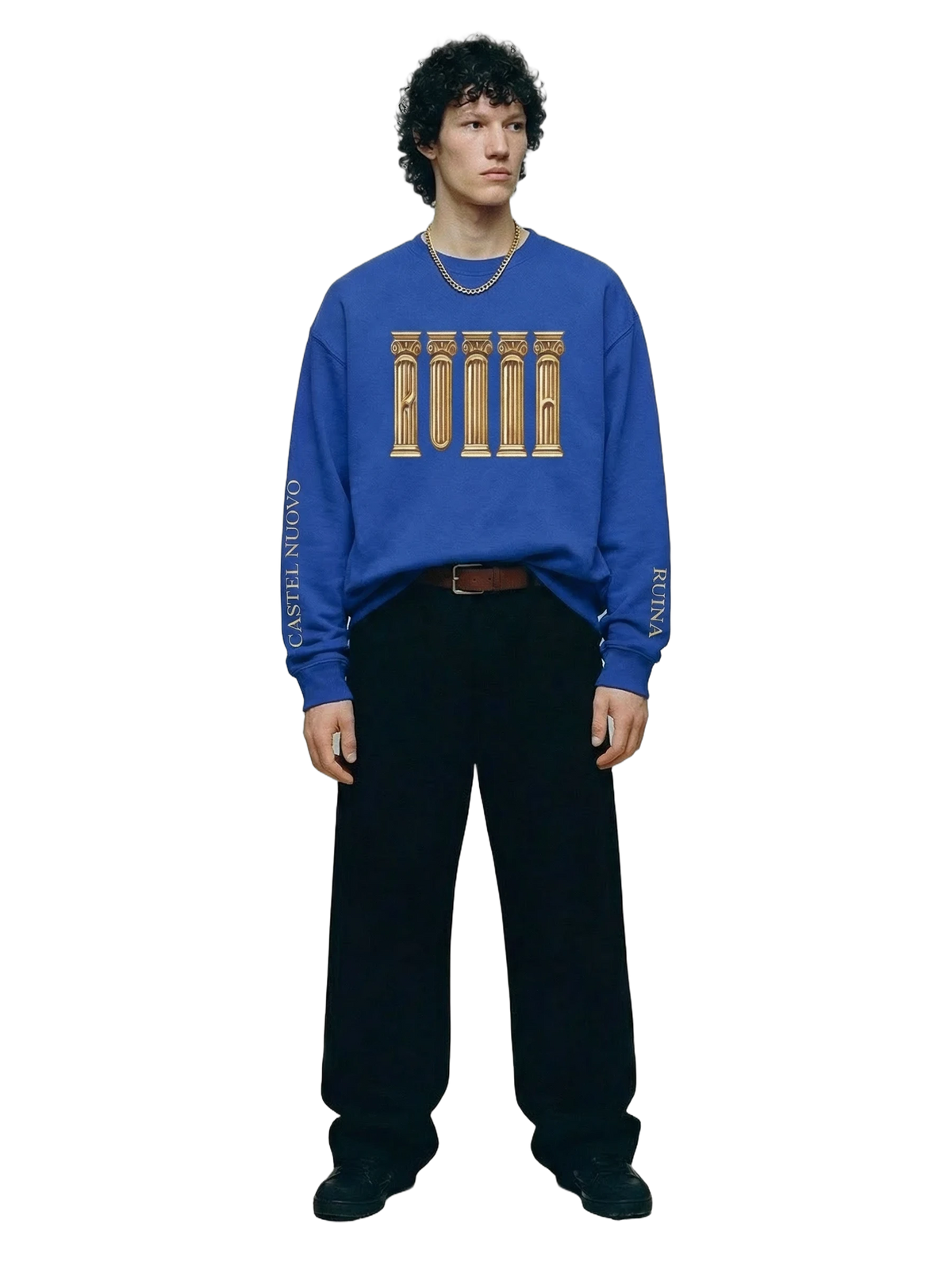Ruina Crewneck in royal blue, men's cut