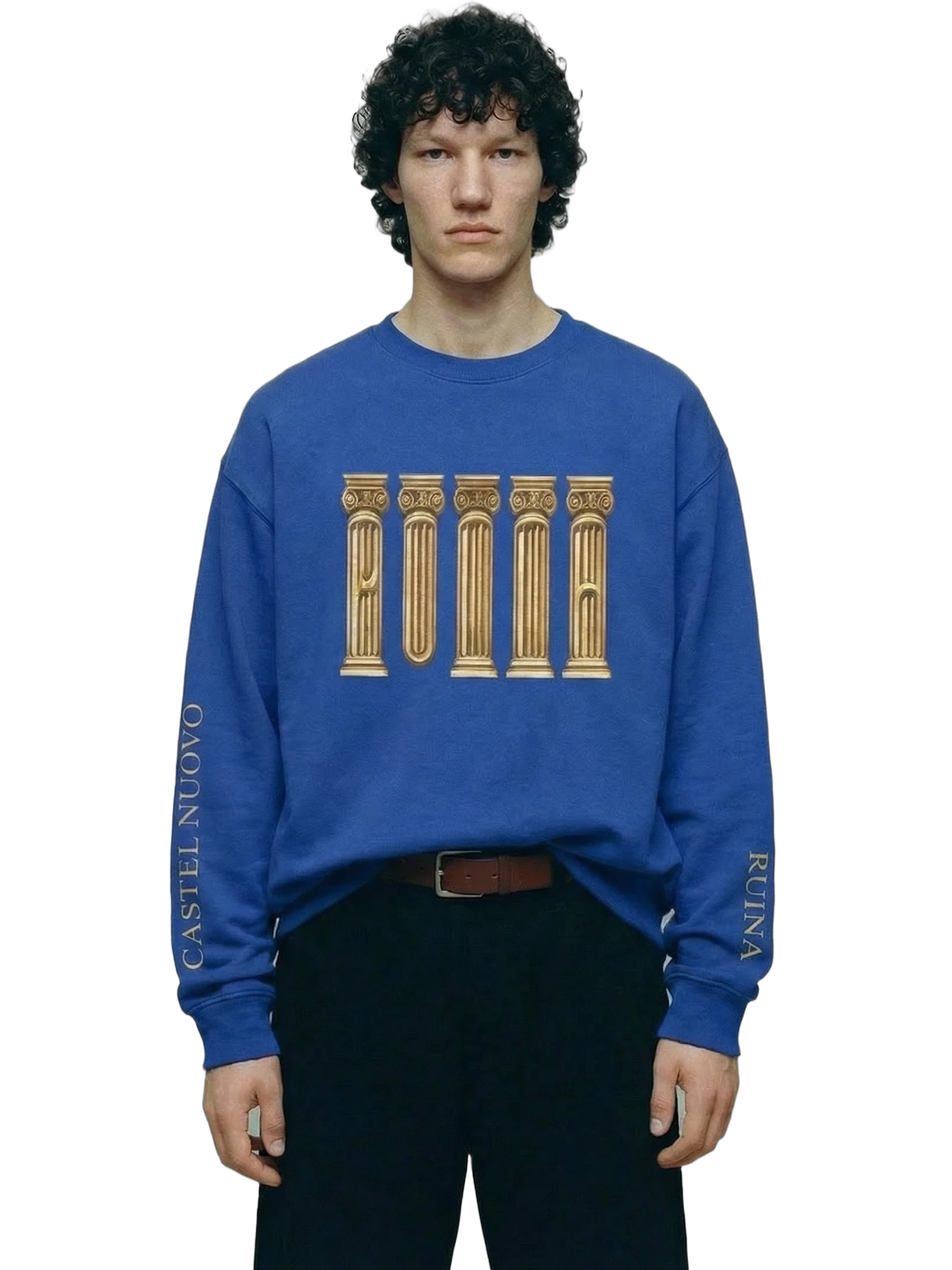 Ruina Crewneck in royal blue, men's cut