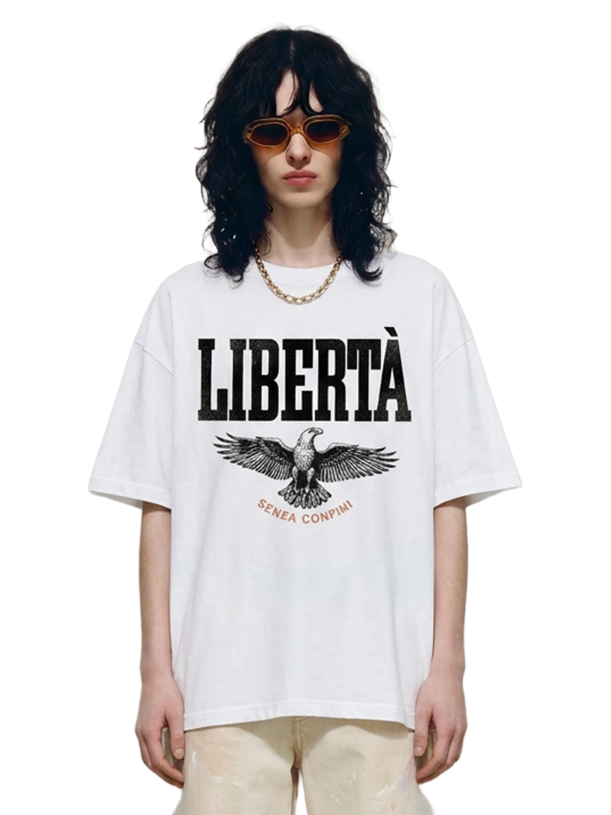 Senza Confini Tee in white, women's cut