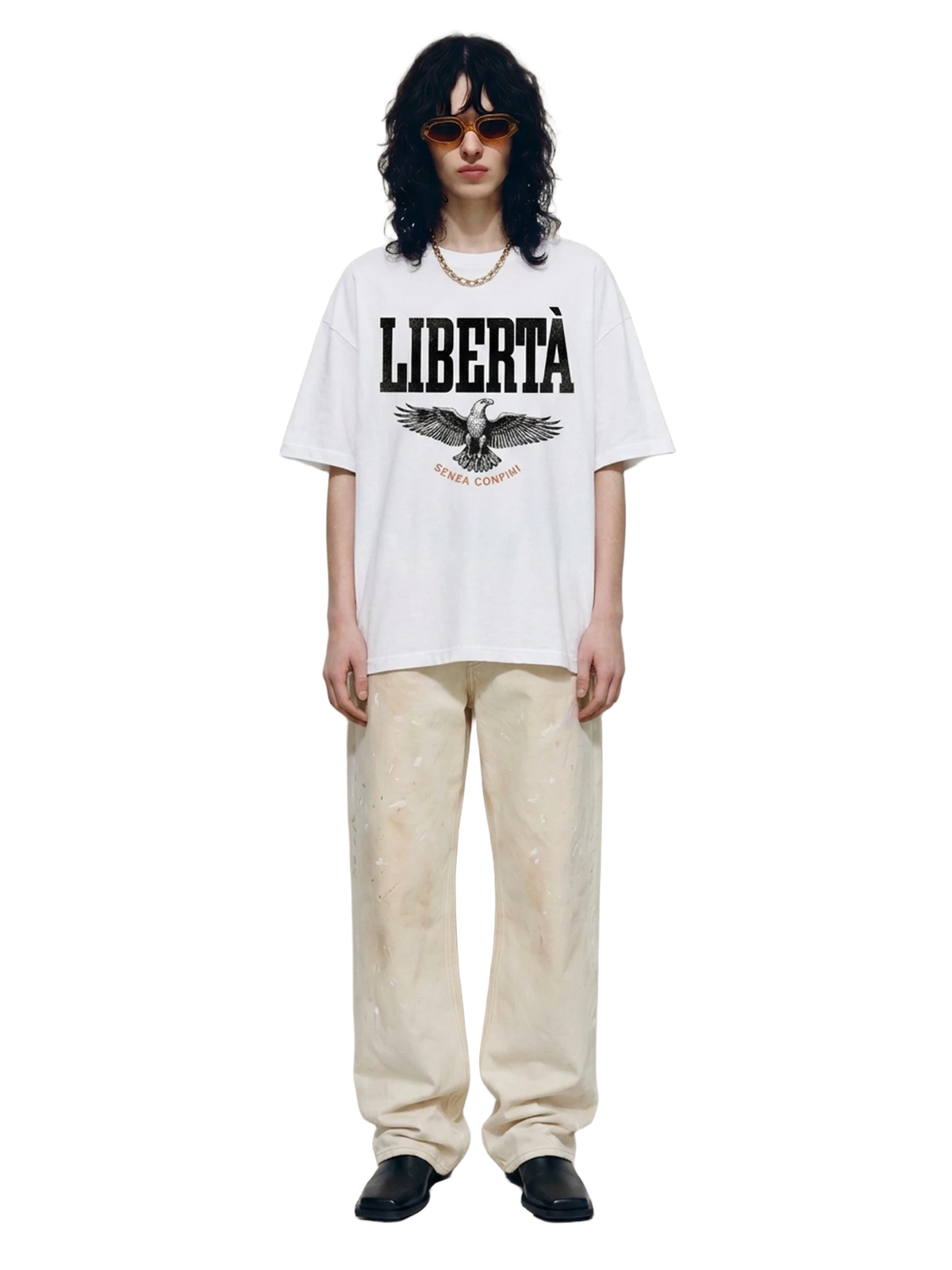 Senza Confini Tee in white, women's cut