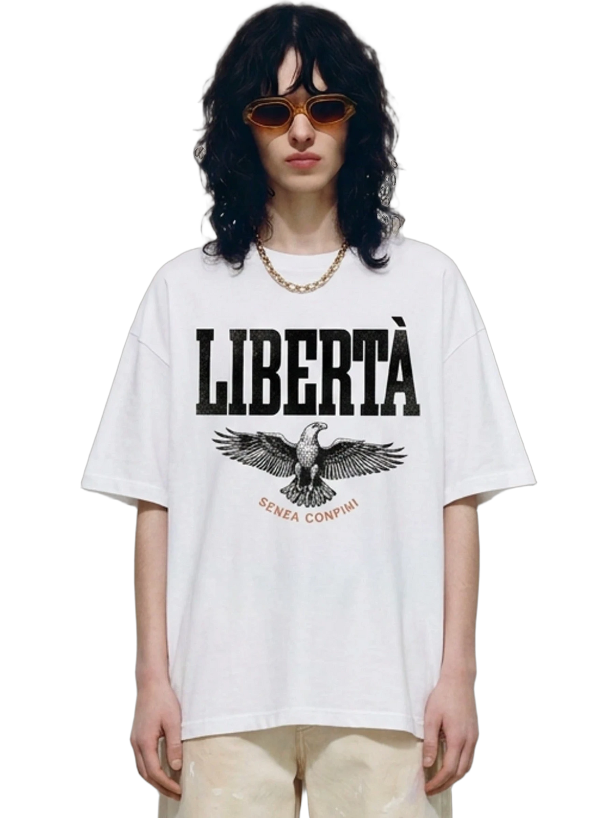 Senza Confini Tee in white, women's cut