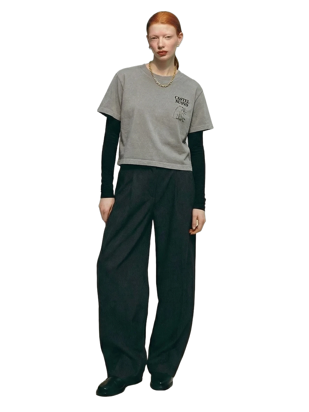 Sigillo Crop Tee in grey stone, women's cut