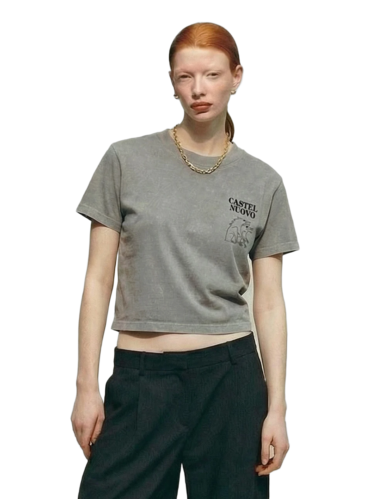 Sigillo Crop Tee in grey stone, women's cut