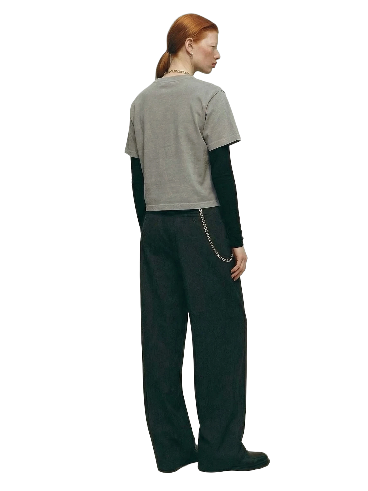 Sigillo Crop Tee in grey stone, women's cut