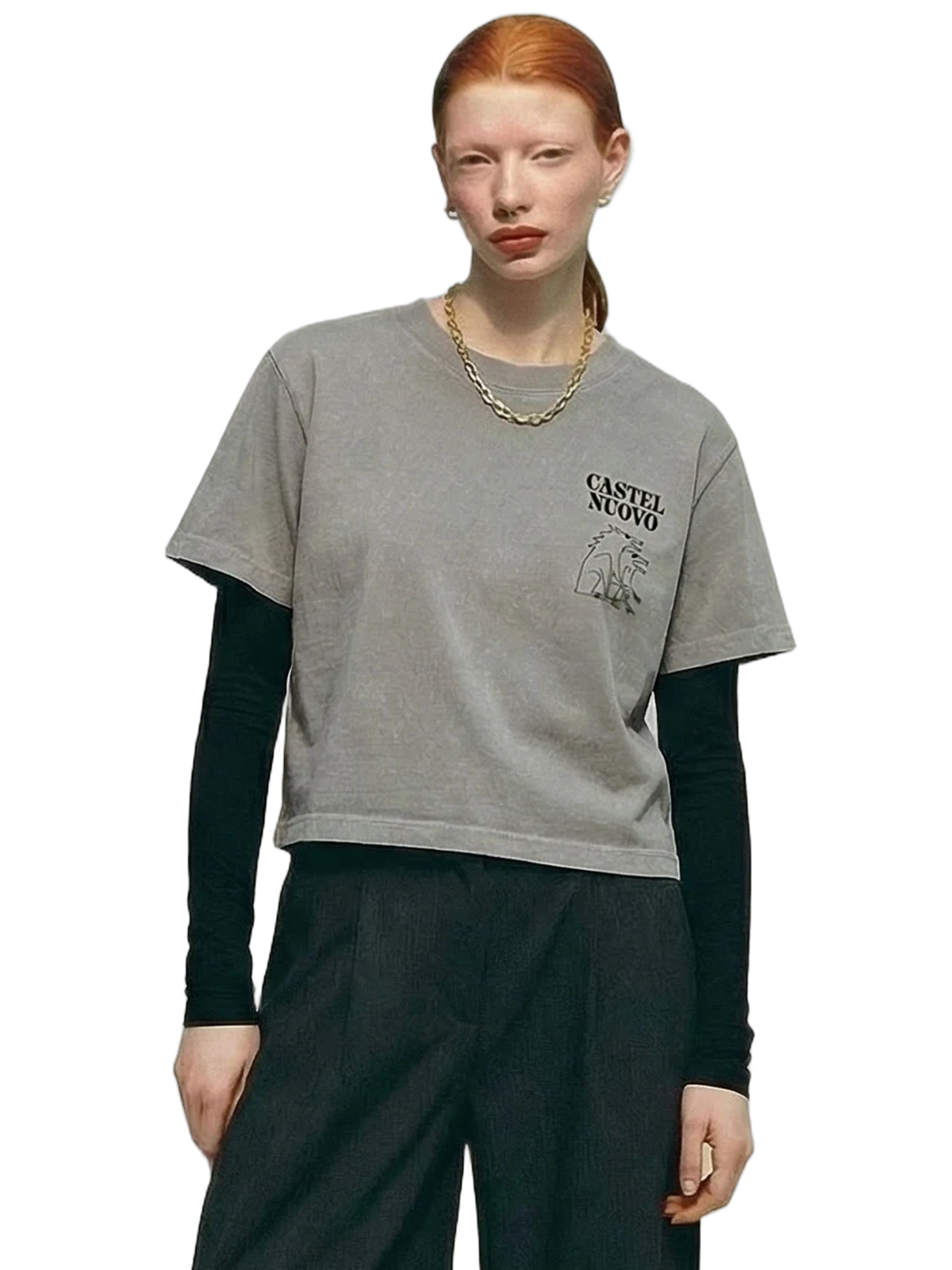 Sigillo Crop Tee in grey stone, women's cut
