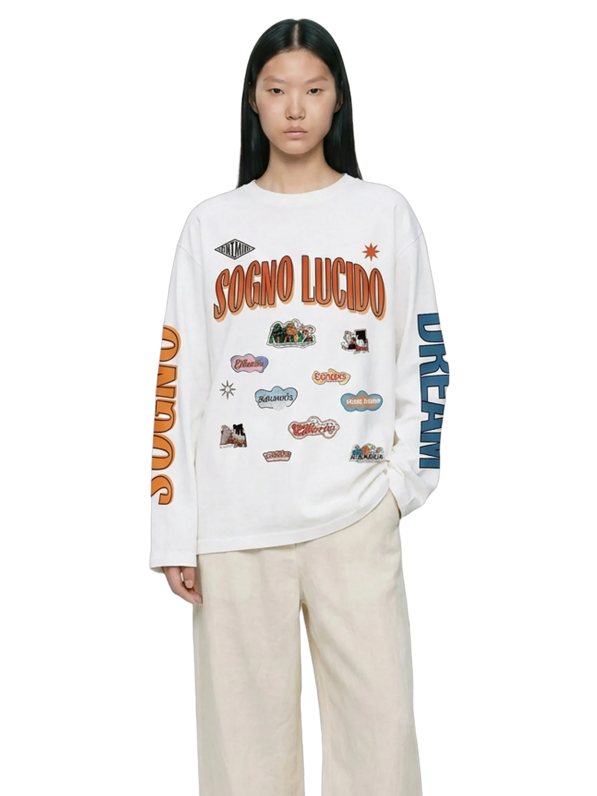 Sogno Lucido Long Sleeve in white, women's cut