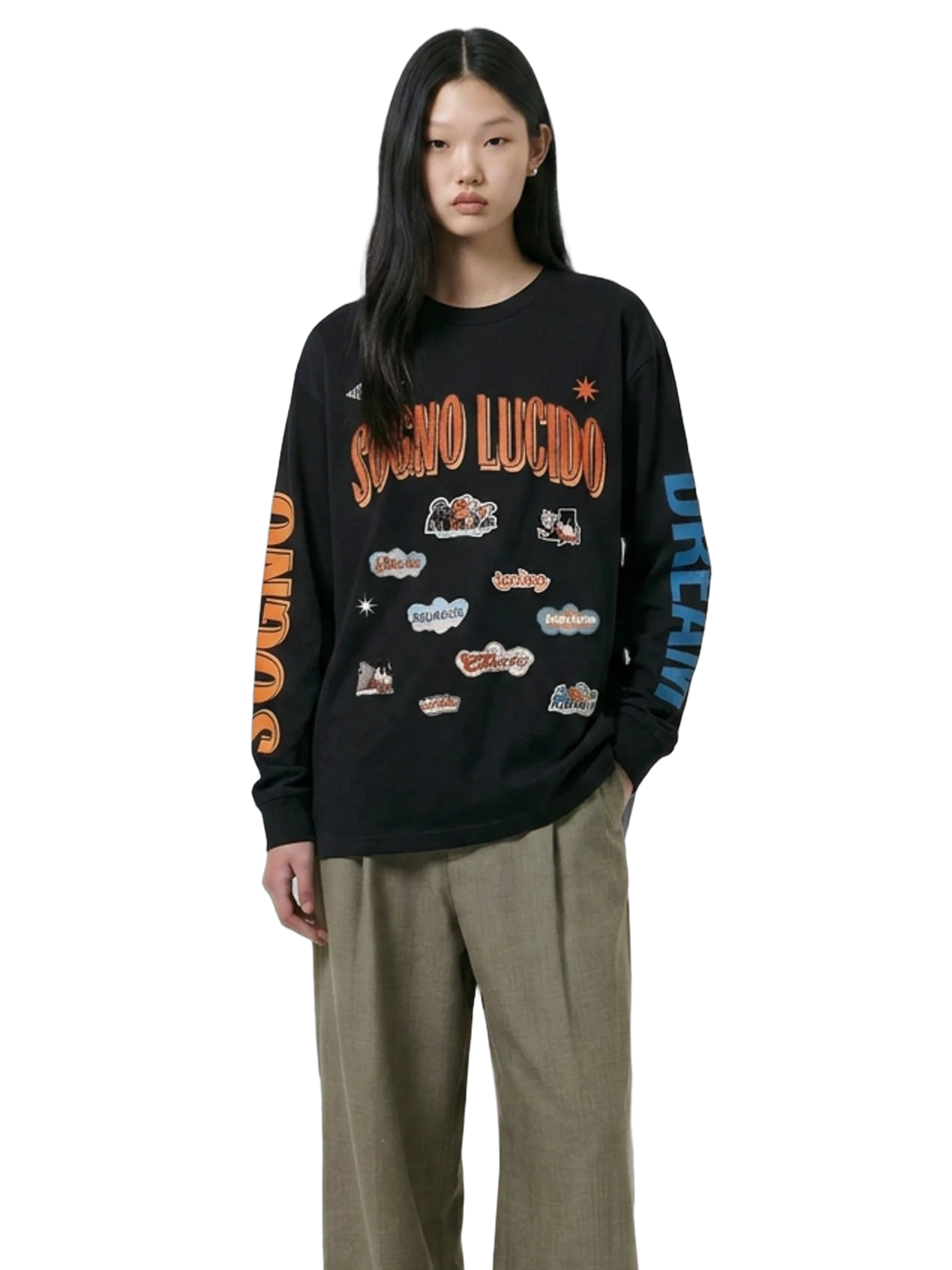 Sogno Lucido Long Sleeve in black, women's cut