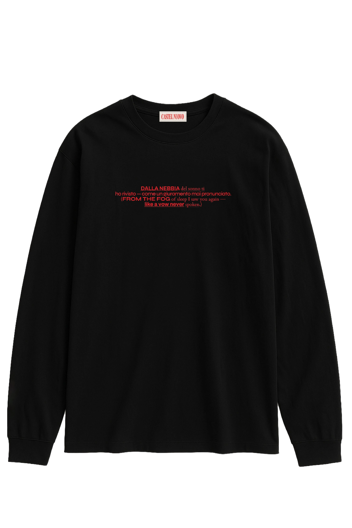 Dalla Nebbia Longsleeve in black, men's cut, flat lay