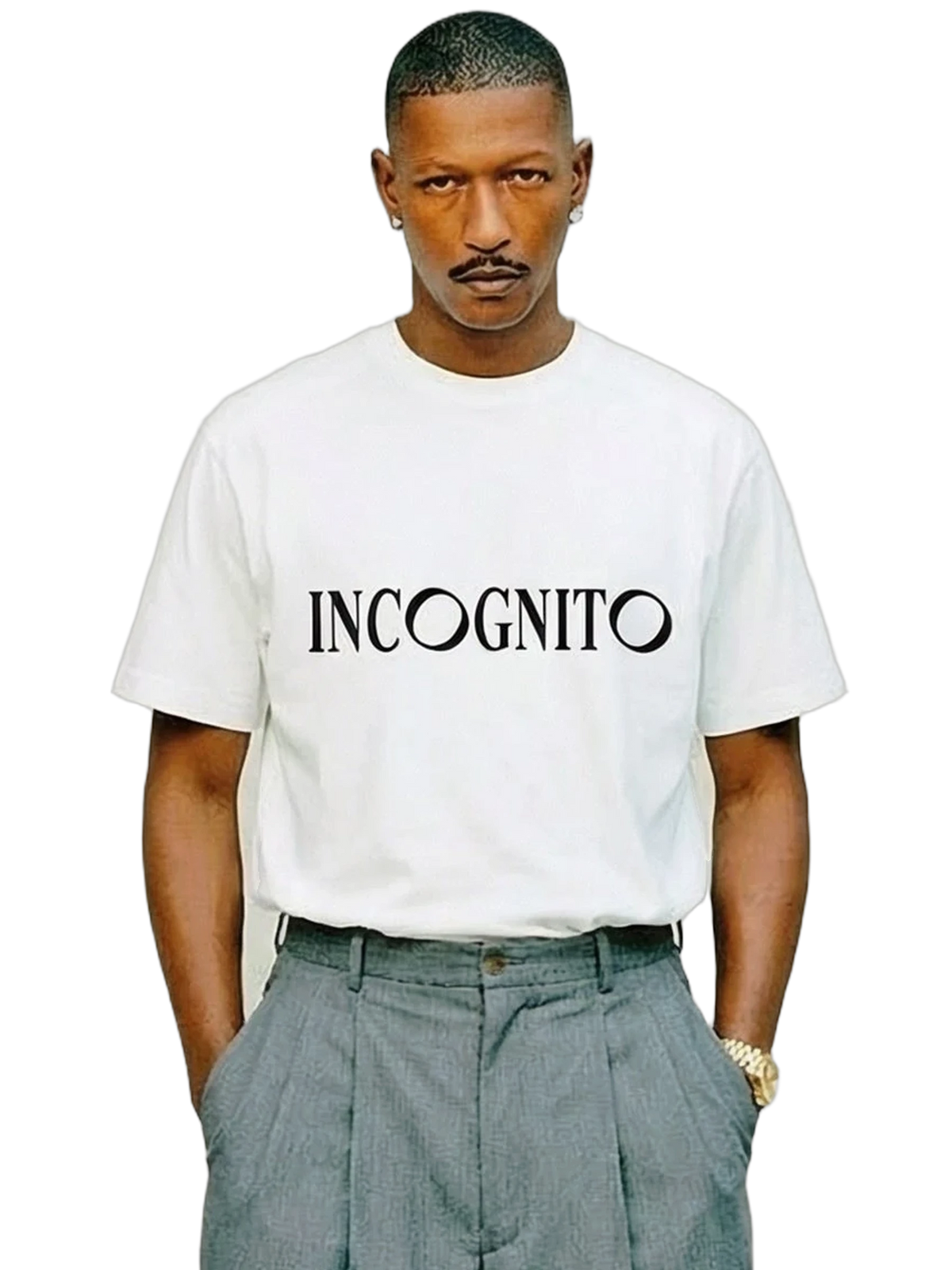 Incognito Tee in white, men's cut