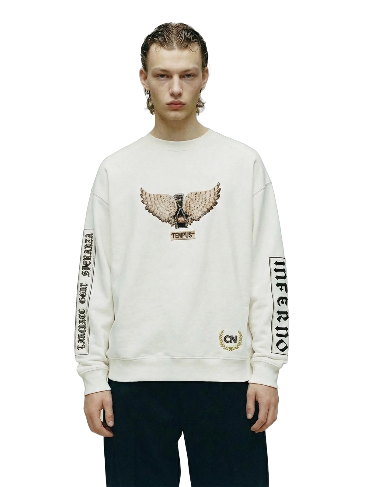 Tempus Crewneck in white, men's cut