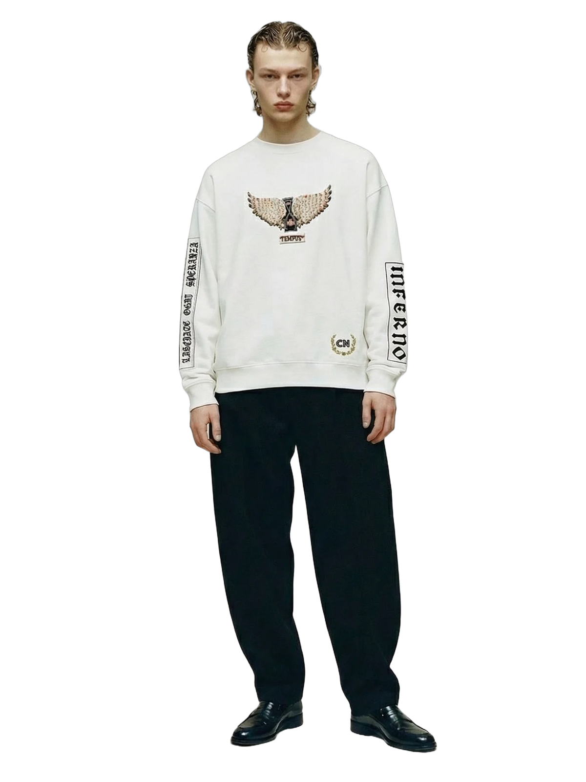 Tempus Crewneck in white, men's cut