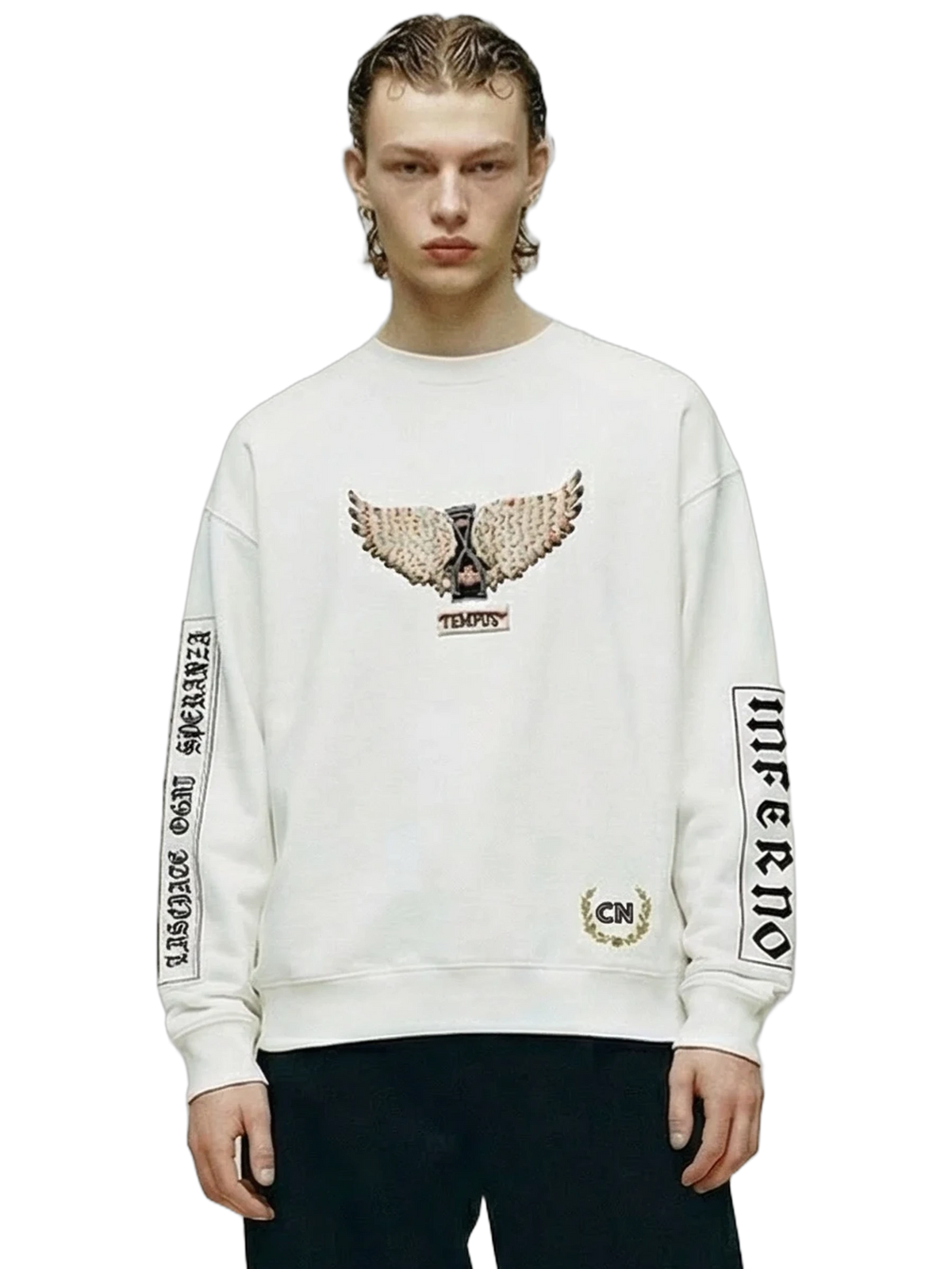 Tempus Crewneck in white, men's cut