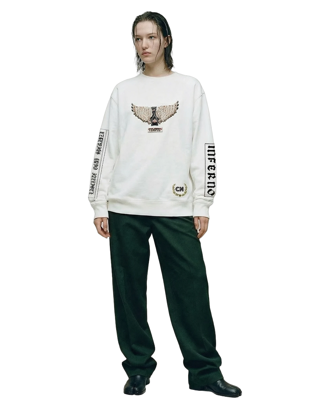 Tempus Crewneck in white, women's cut