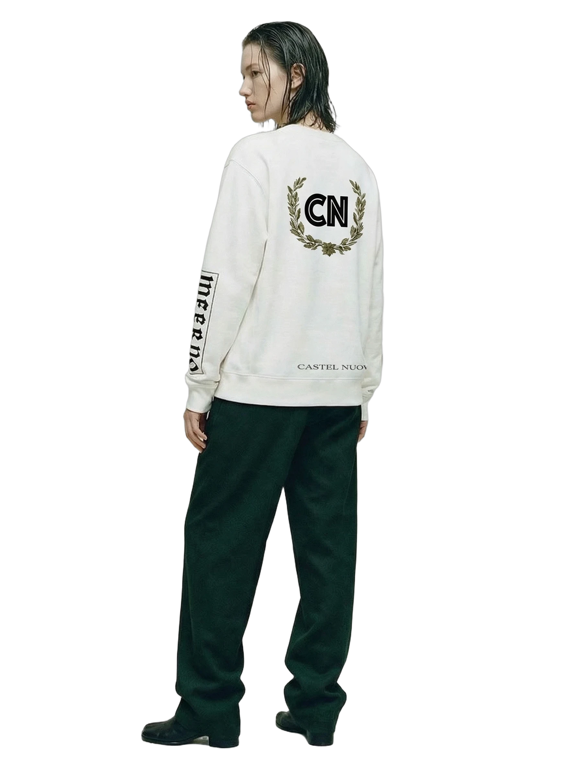 Tempus Crewneck in white, women's cut