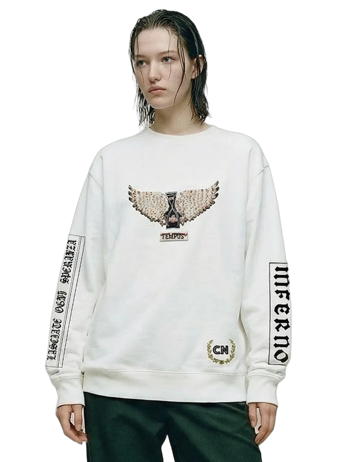 Tempus Crewneck in white, women's cut