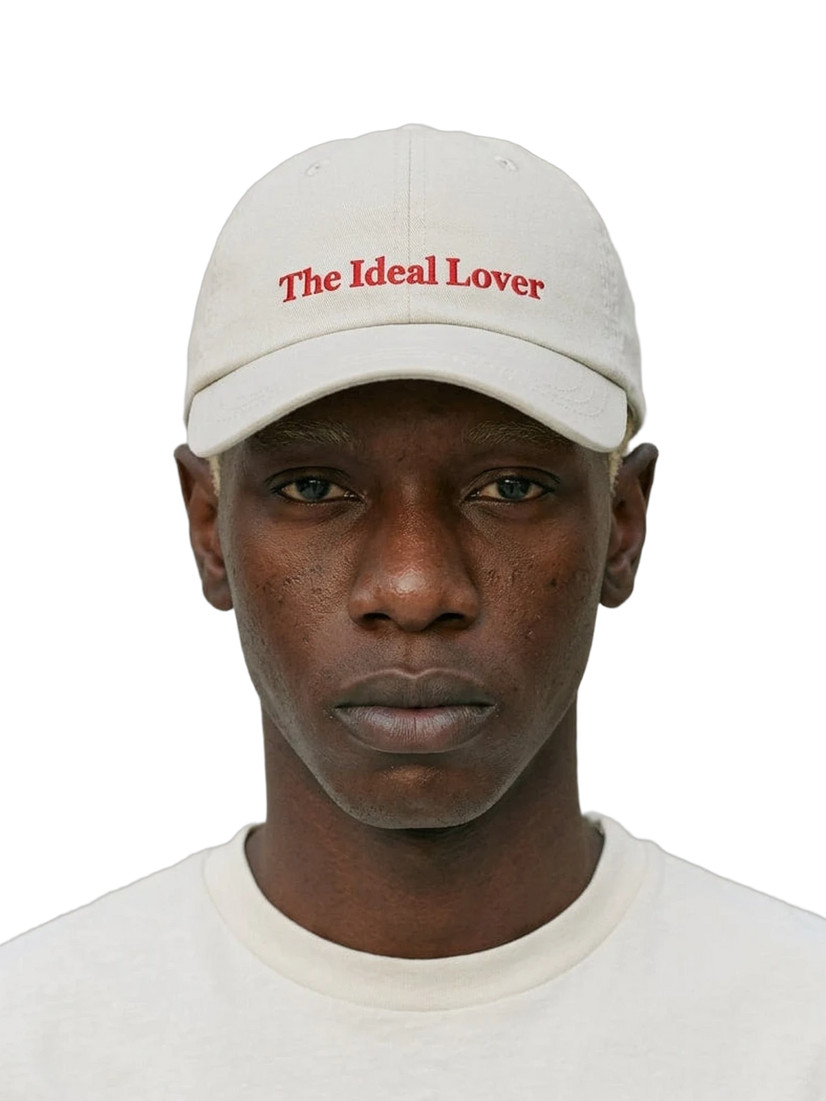 The Ideal Lover Cap in stone, embroidery detail