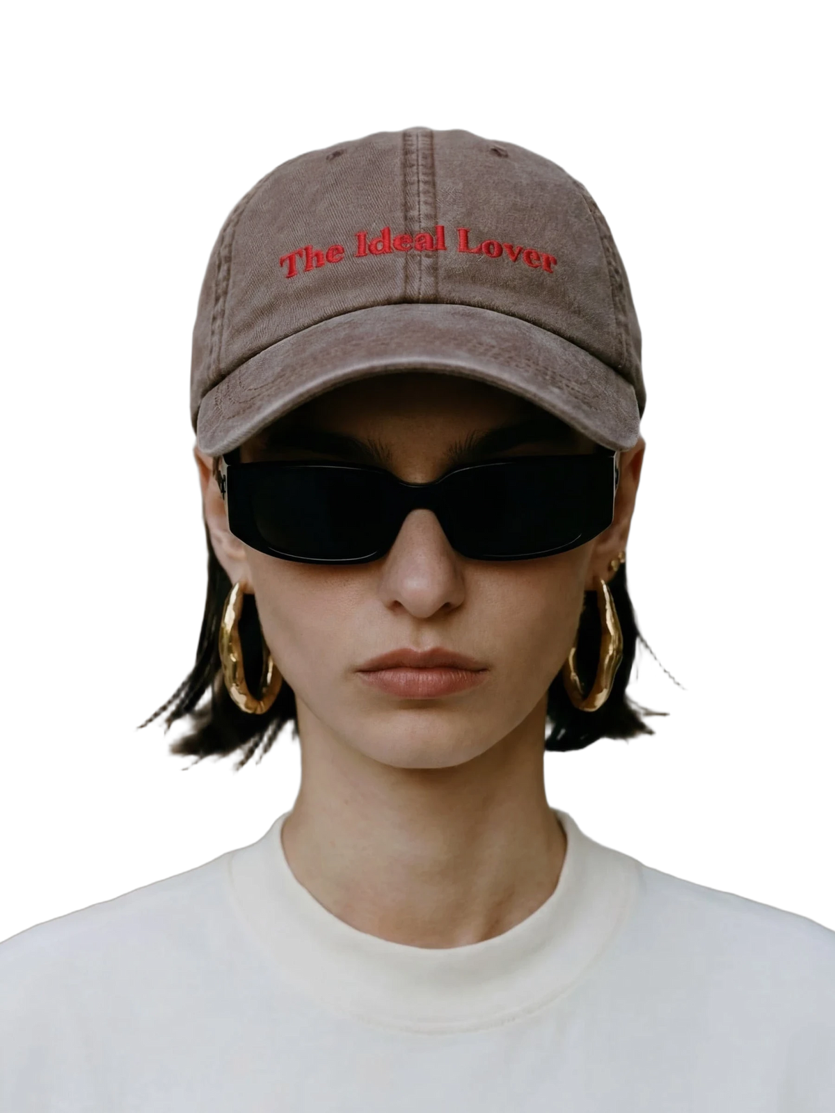 The Ideal Lover Cap in brown, embroidery detail